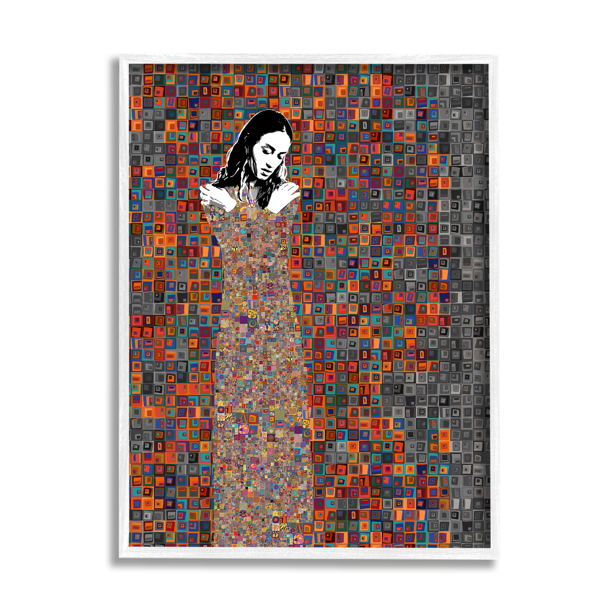 Stupell Industries Modern Abstract Female Mosaic Portrait Block Tile Shapes, 16 x 20,Design by Jose Cacho