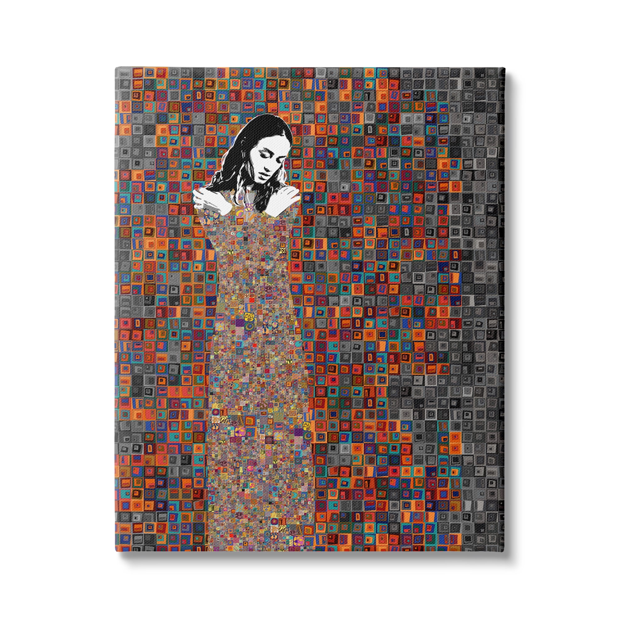 Stupell Industries Modern Abstract Female Mosaic Portrait Block Tile Shapes, 36 x 48,Design by Jose Cacho