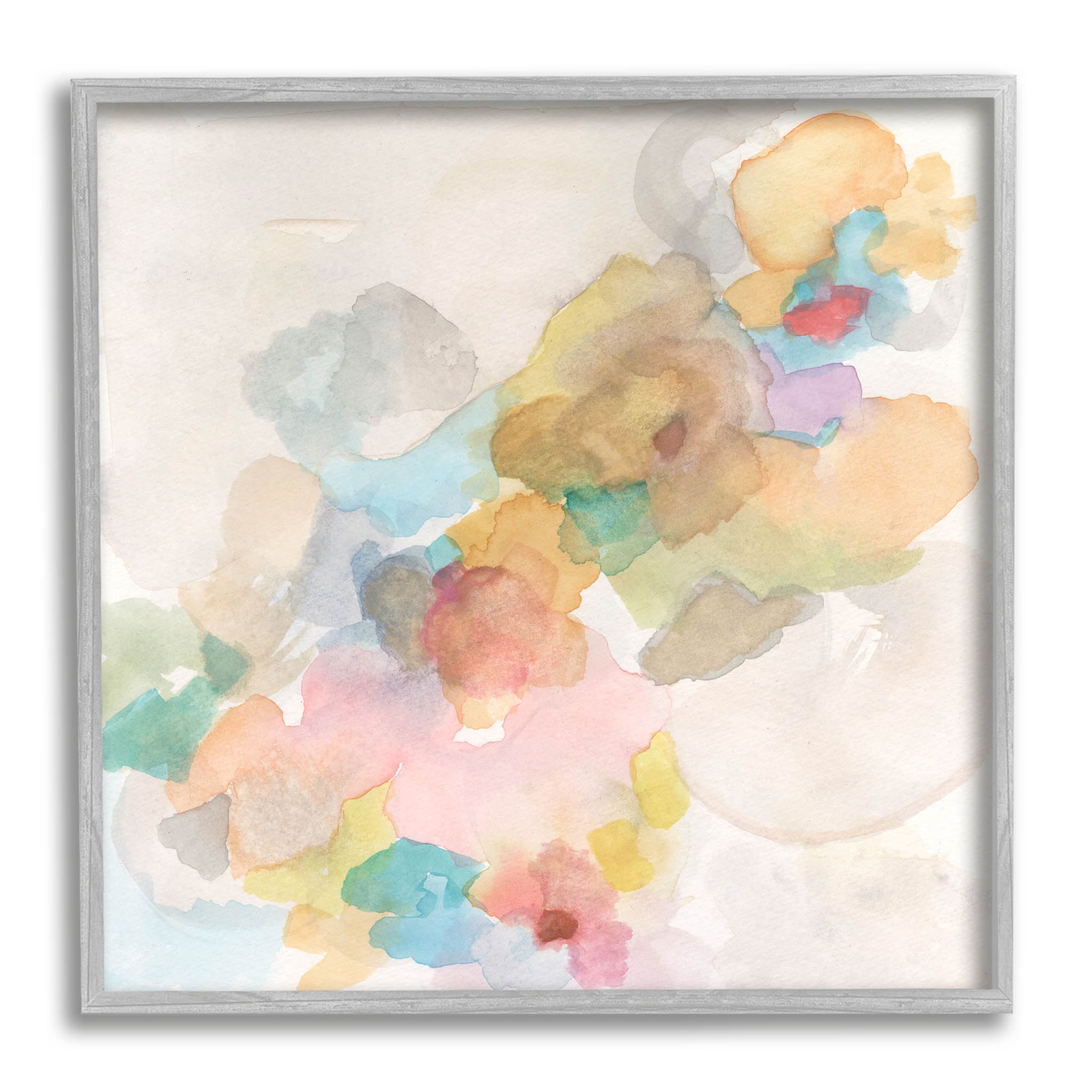 Stupell Industries Modern Abstract Floral Shapes Painting Gray Framed Art Print Wall Art, Design by Jodi Fuchs
