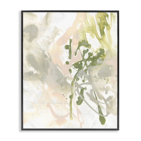Stupell Industries Modern Abstract Green & Beige Black Framed Giclee Art, 11 x 14, by June Erica Vess