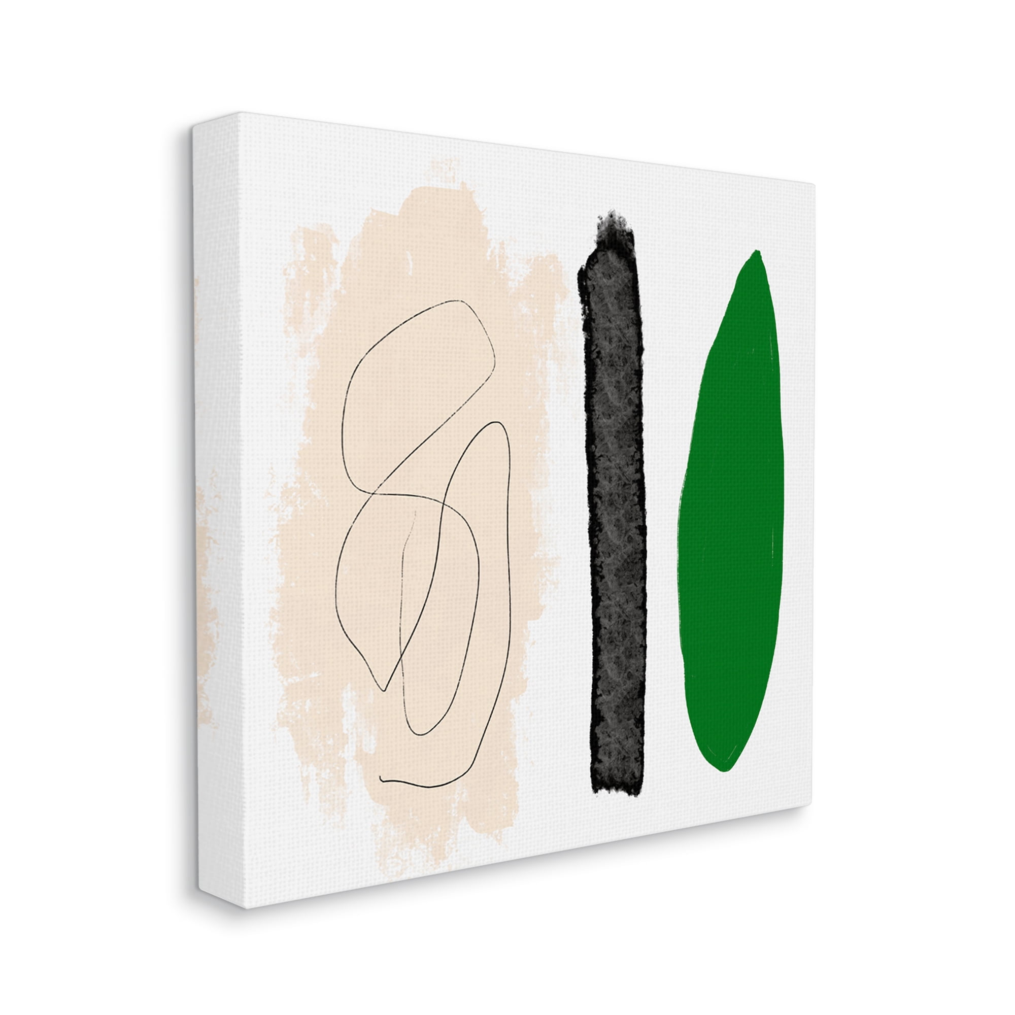 Stupell Industries Modern Abstract Nature Study Shape Collage Green Beige Abstract Painting Gallery Wrapped Canvas Print Wall Art, 30 x 30