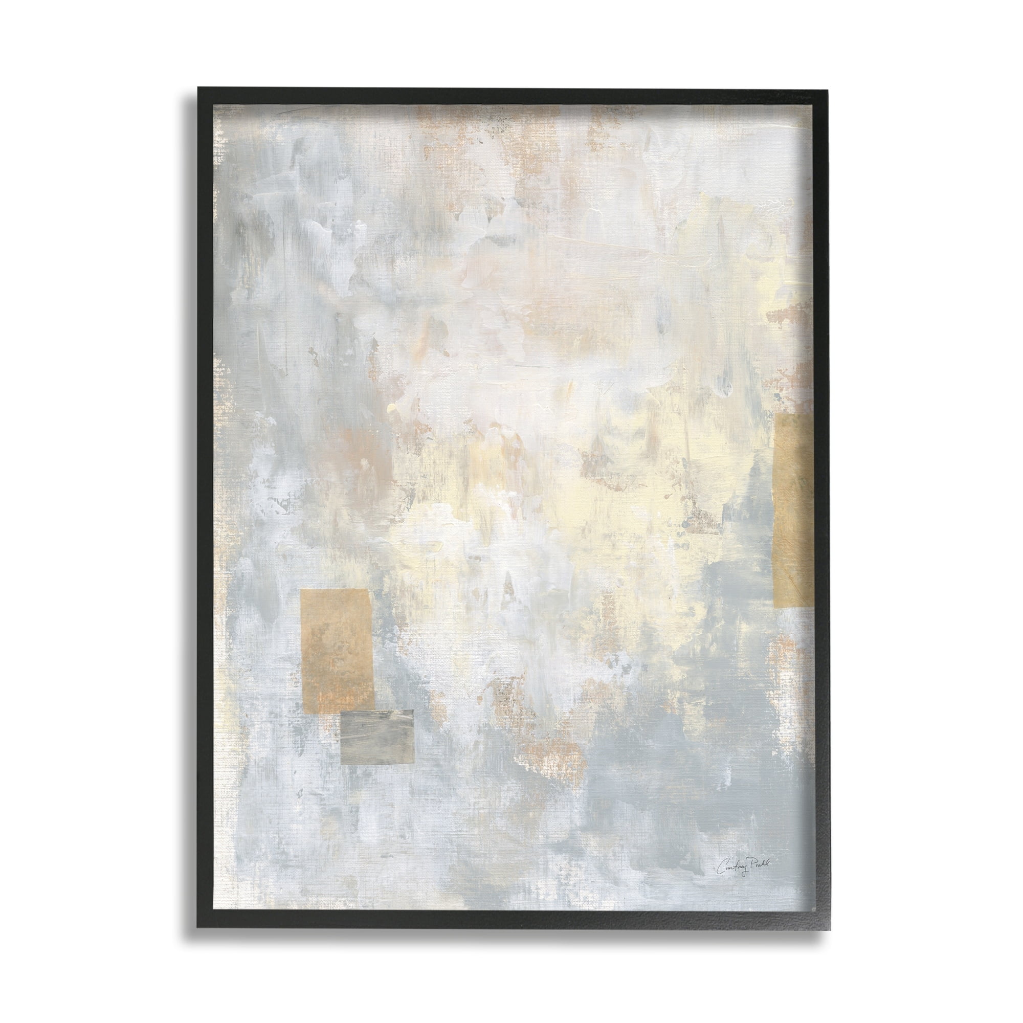 Stupell Industries Modern Abstract Painting Grey Brown Beige Square Shapes Black Framed Art Print Wall Art, 11x14, by Courtney Prahl