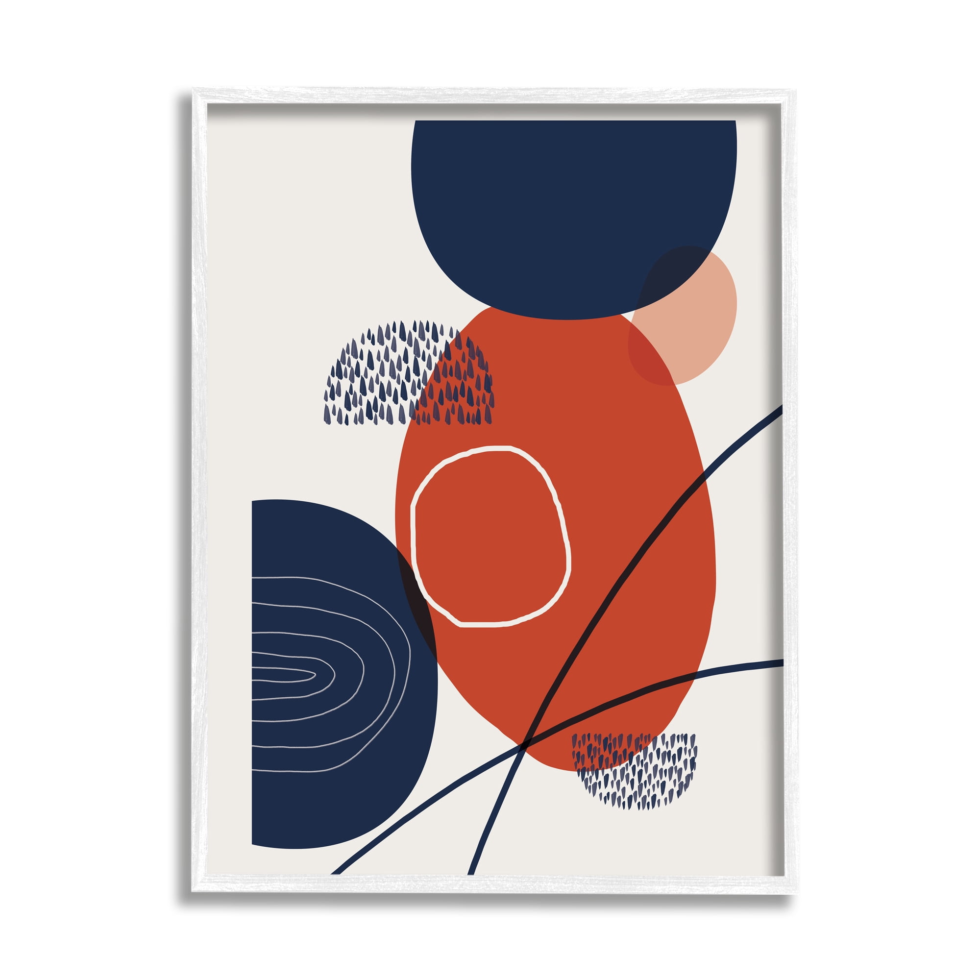 Modern Abstract Red Blue Circles Shapes Pattern Abstract Graphic Art Framed Art Print Wall Art