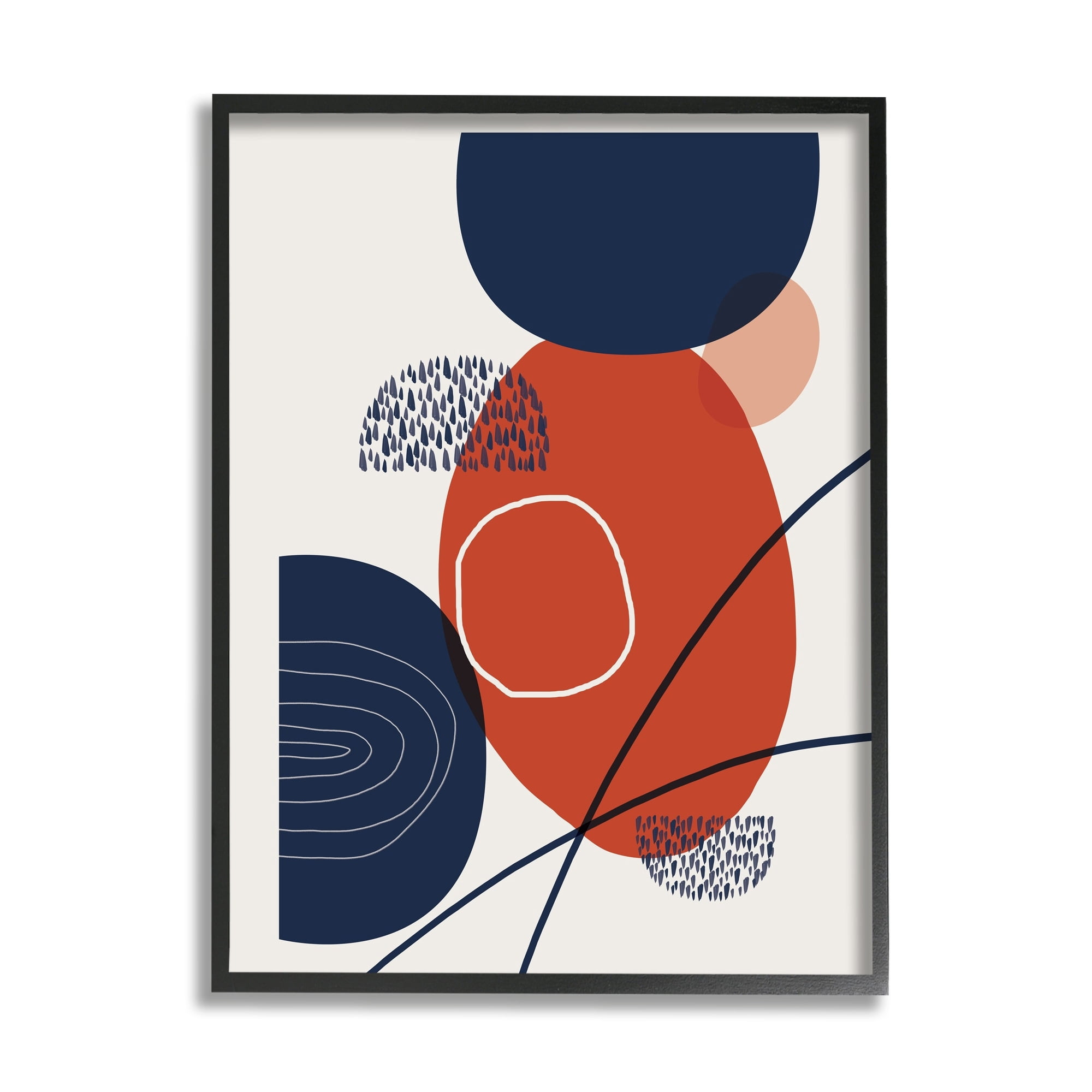 Stupell Industries Modern Abstract Red Blue Circles Shapes Pattern Framed Wall Art, 16 x 20, Design by Urban Epiphany