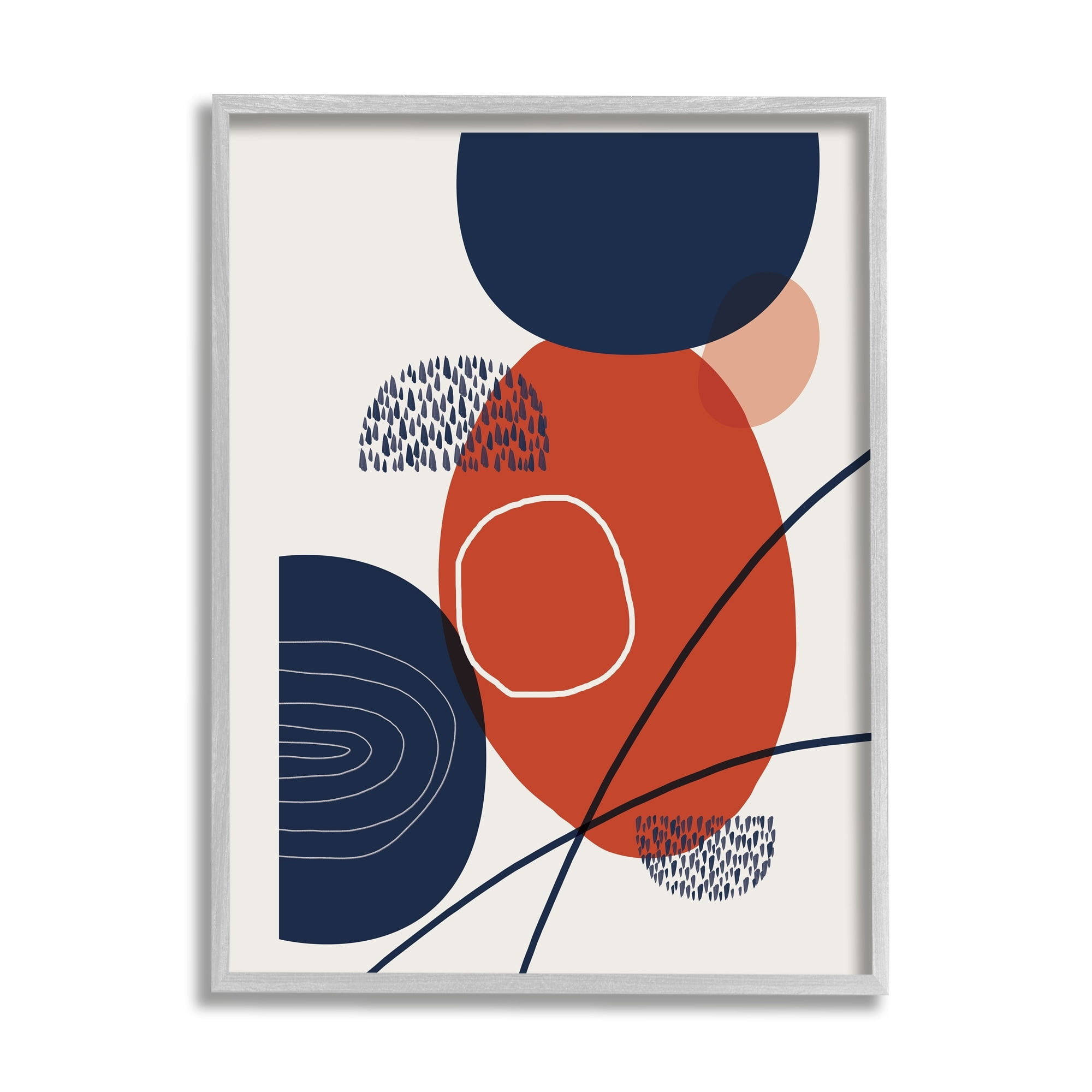 Stupell Industries Modern Abstract Red Blue Circles Shapes Pattern Framed Wall Art, 16 x 20, Design by Urban Epiphany