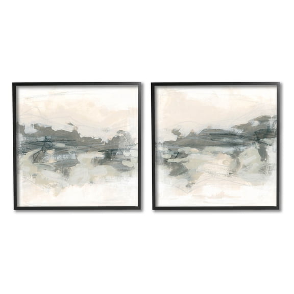 Stupell Industries Modern Abstract Scribble Composition Painting Black Framed Art Print Wall Art, Set of 2, Design by June Erica Vess
