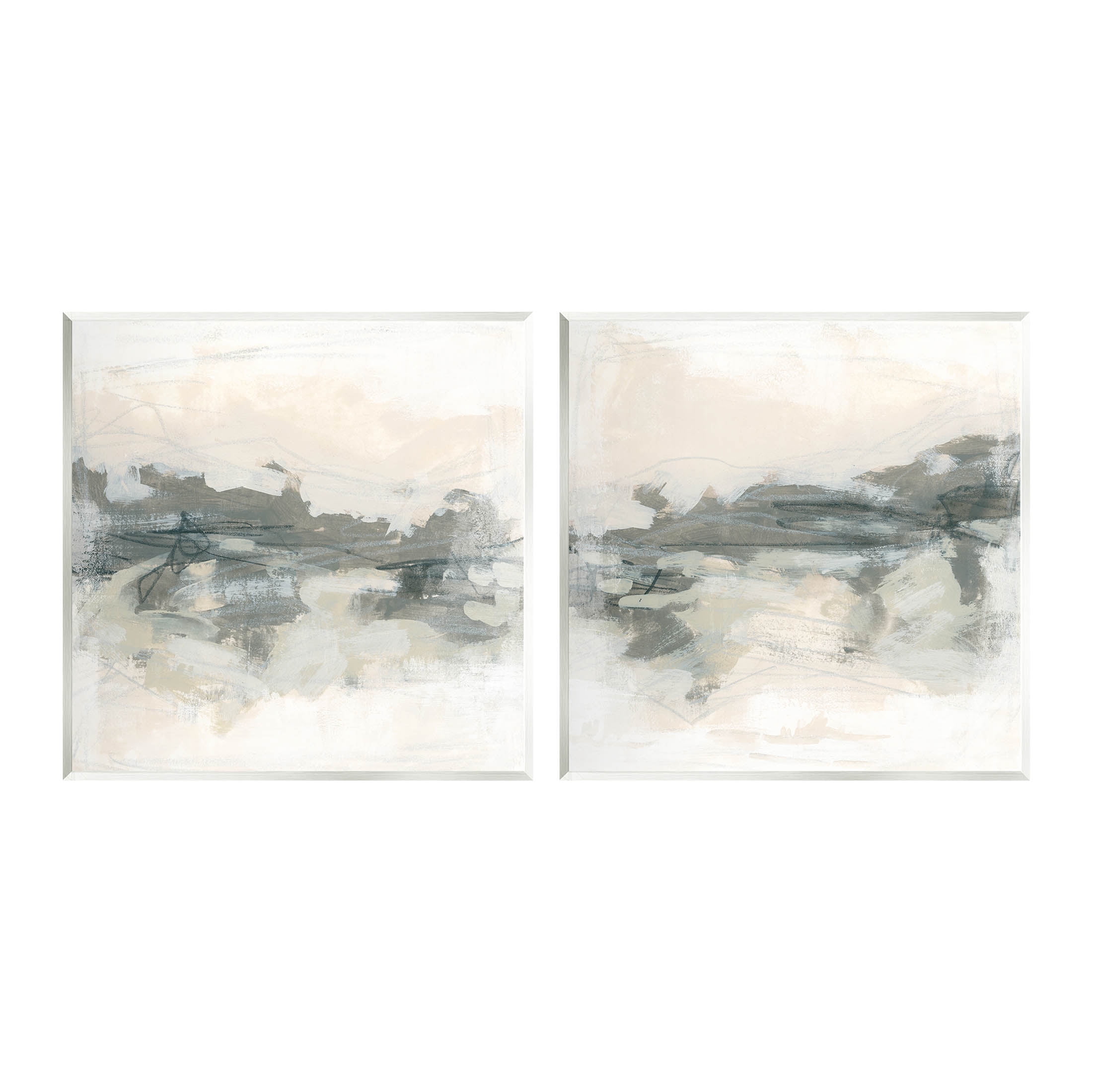 Modern Abstract Gray and Beige Wood Wall Art Set