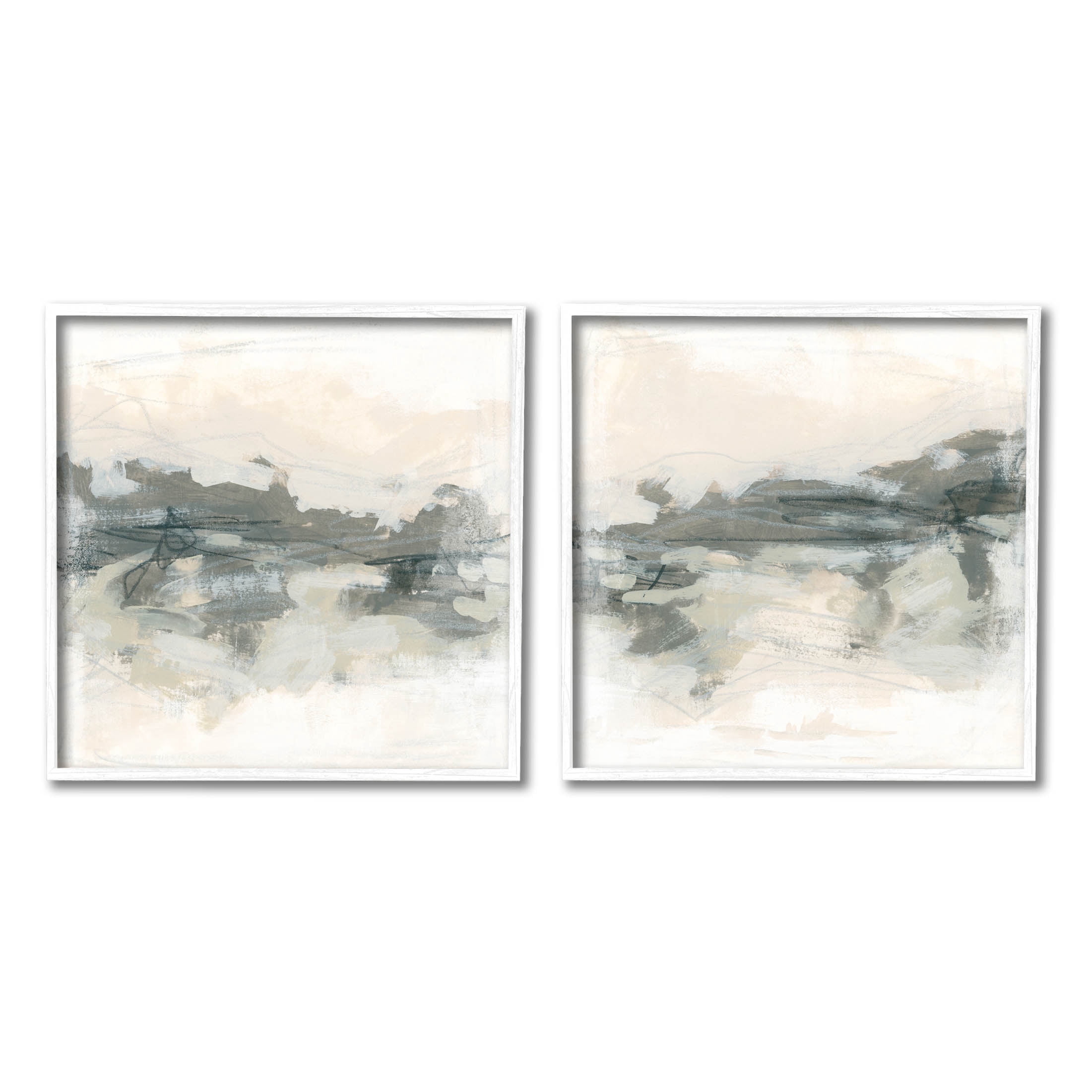 Stupell Industries Modern Abstract Scribble Composition Painting White Framed Art Print Wall Art, Set of 2, Design by June Erica Vess