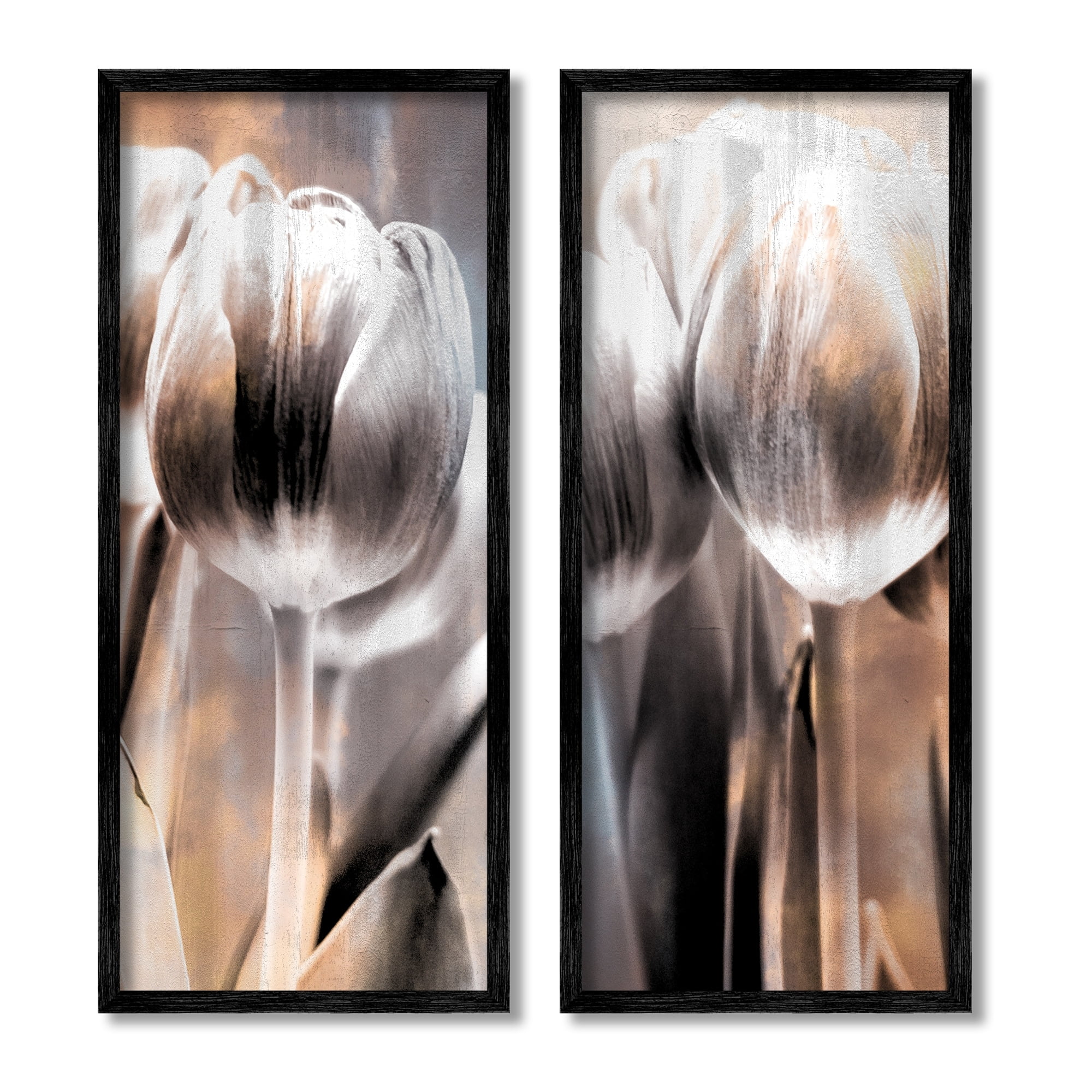 Stupell Industries Modern Abstract Tulip Floral Photography Grey Brown Flowers, 10 x 24, Design by Kim Allen