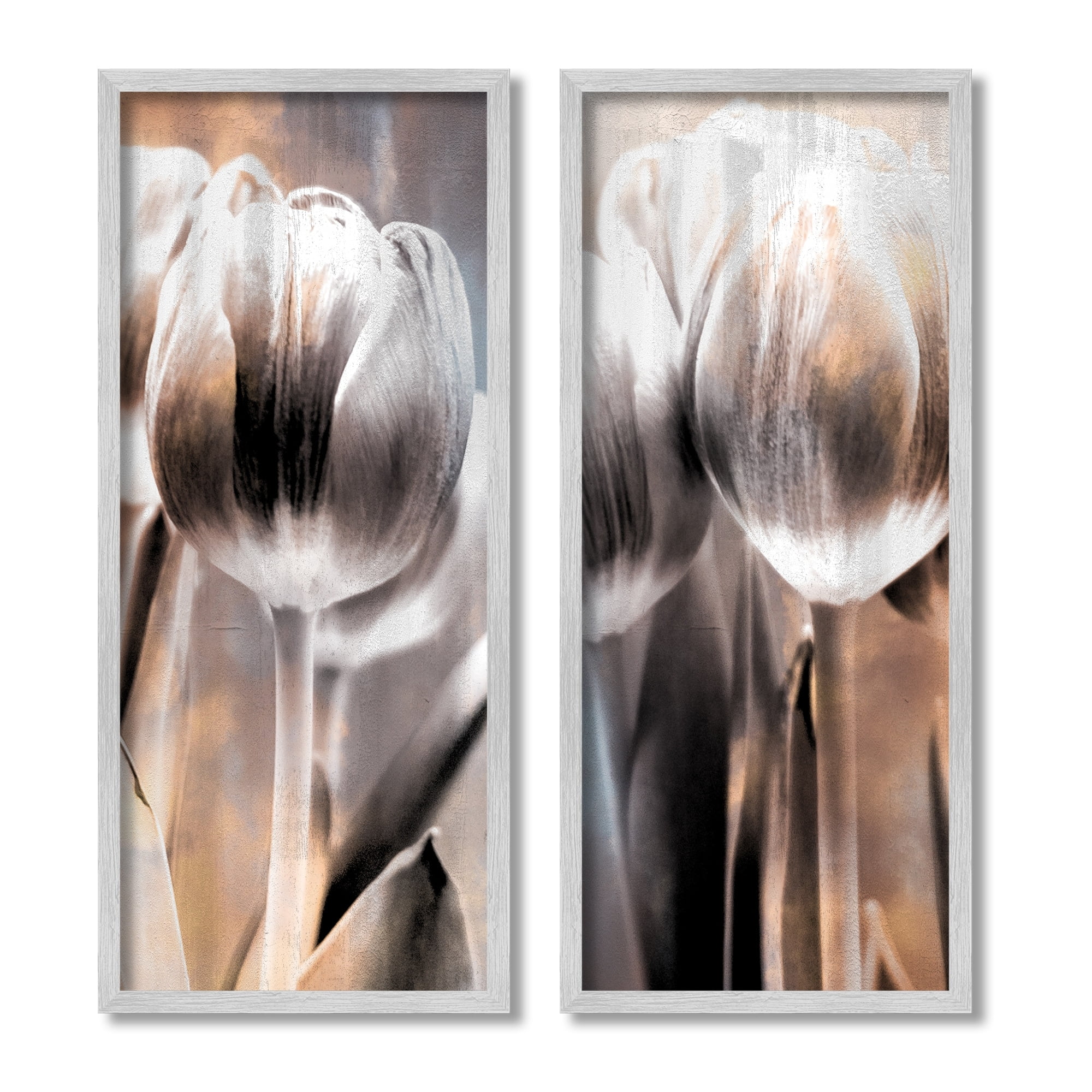 Stupell Industries Modern Abstract Tulip Floral Photography Grey Brown Flowers, 13 x 30, Design by Kim Allen
