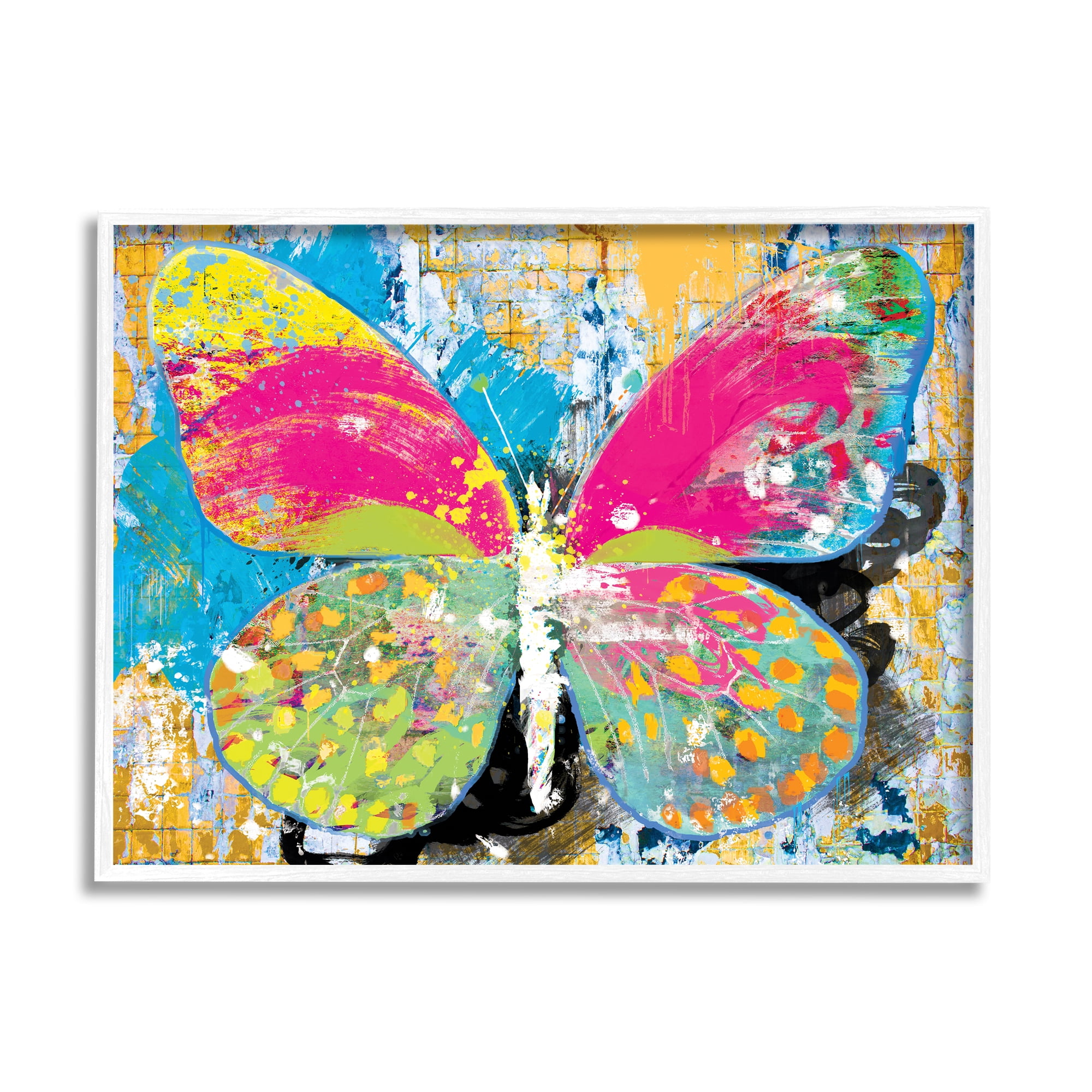 Stupell Industries Modern Abstract Vivid Butterfly Collage Illustration , 14 x 11, Design by Porter Hastings