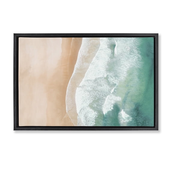 Stupell Industries Modern Aerial Sea Waves Black Floating Frame Canvas Art, 31 x 21, by Sisi and Seb