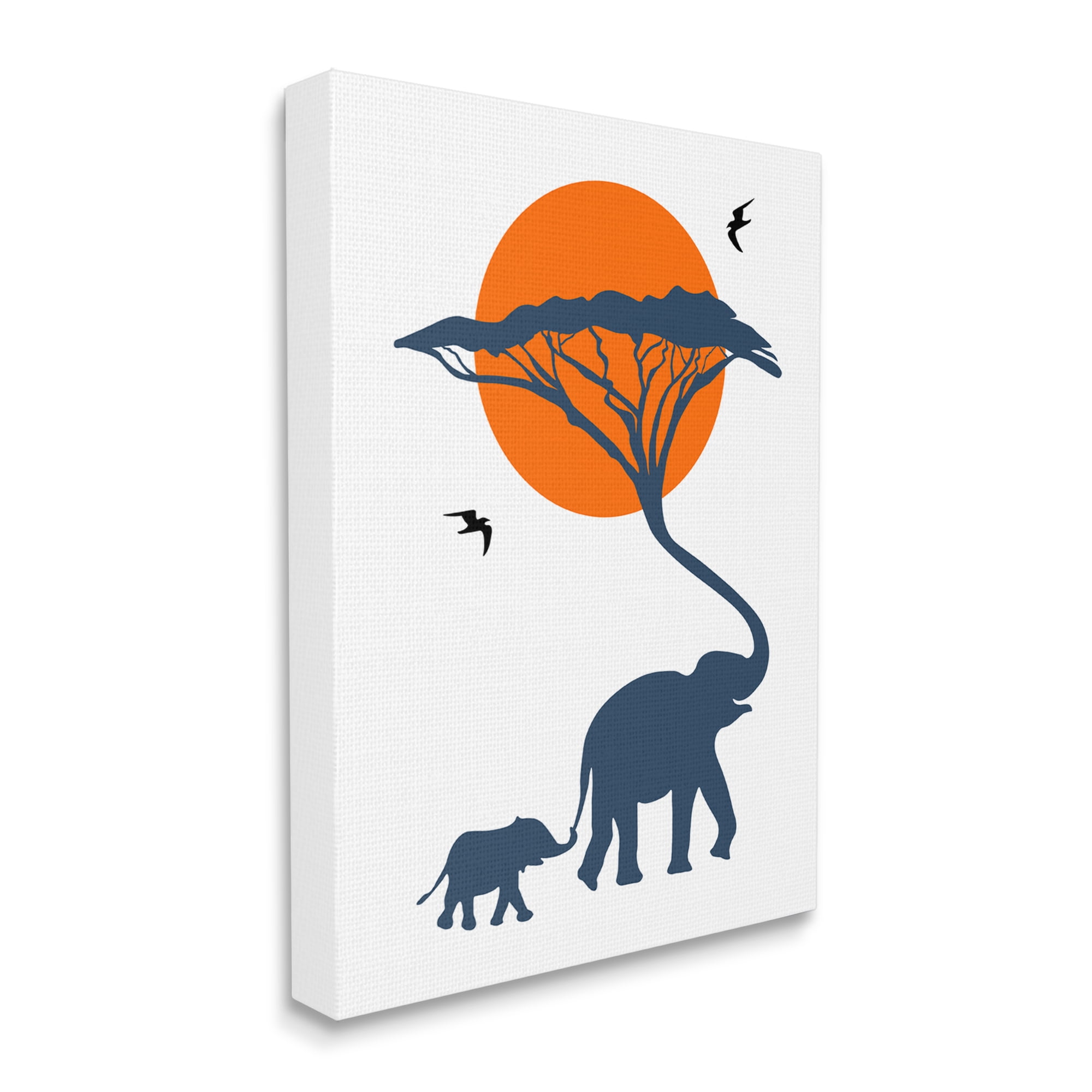 Stupell Industries Modern African Safari Sunny Sky Elephant Family Animals & Insects Painting Gallery Wrapped Canvas Print Wall Art, 30 x 40