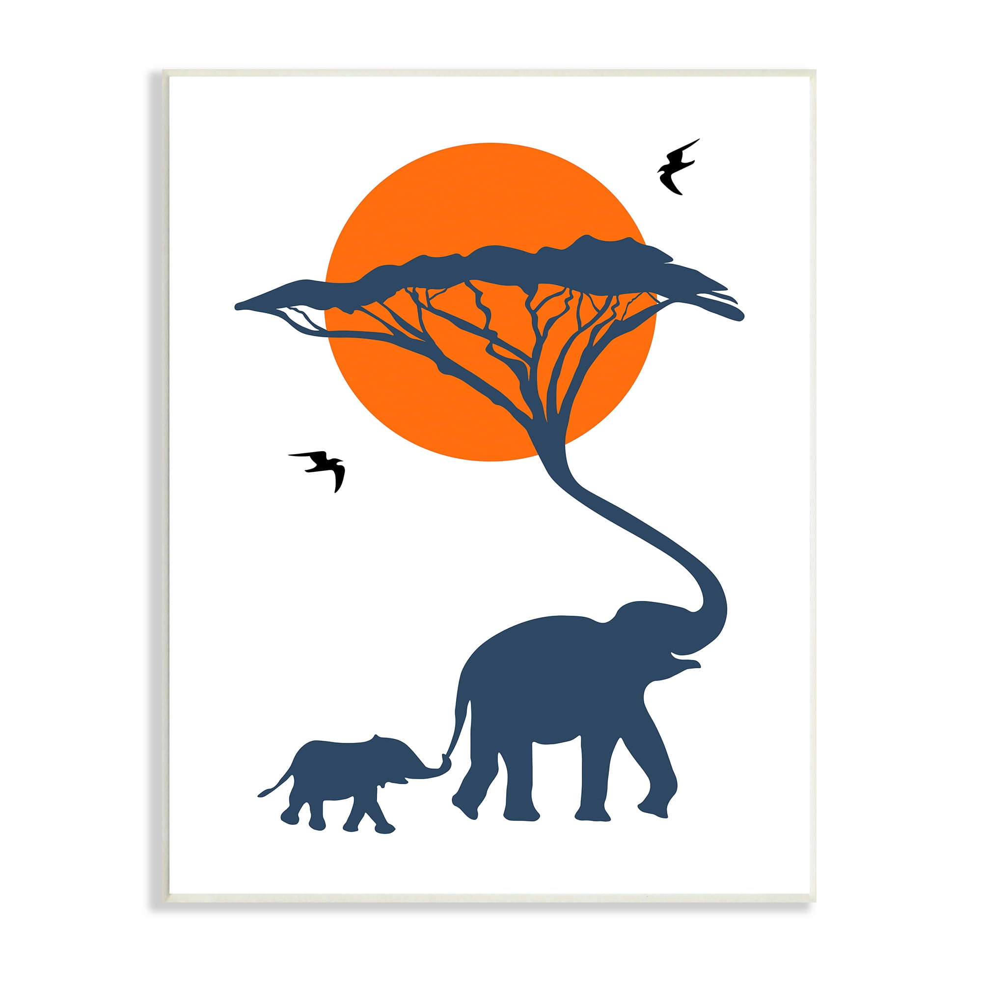 Stupell Industries Modern African Safari Sunny Sky Elephant Family Animals & Insects Painting Unframed Art Print Wall Art, 10 x 15