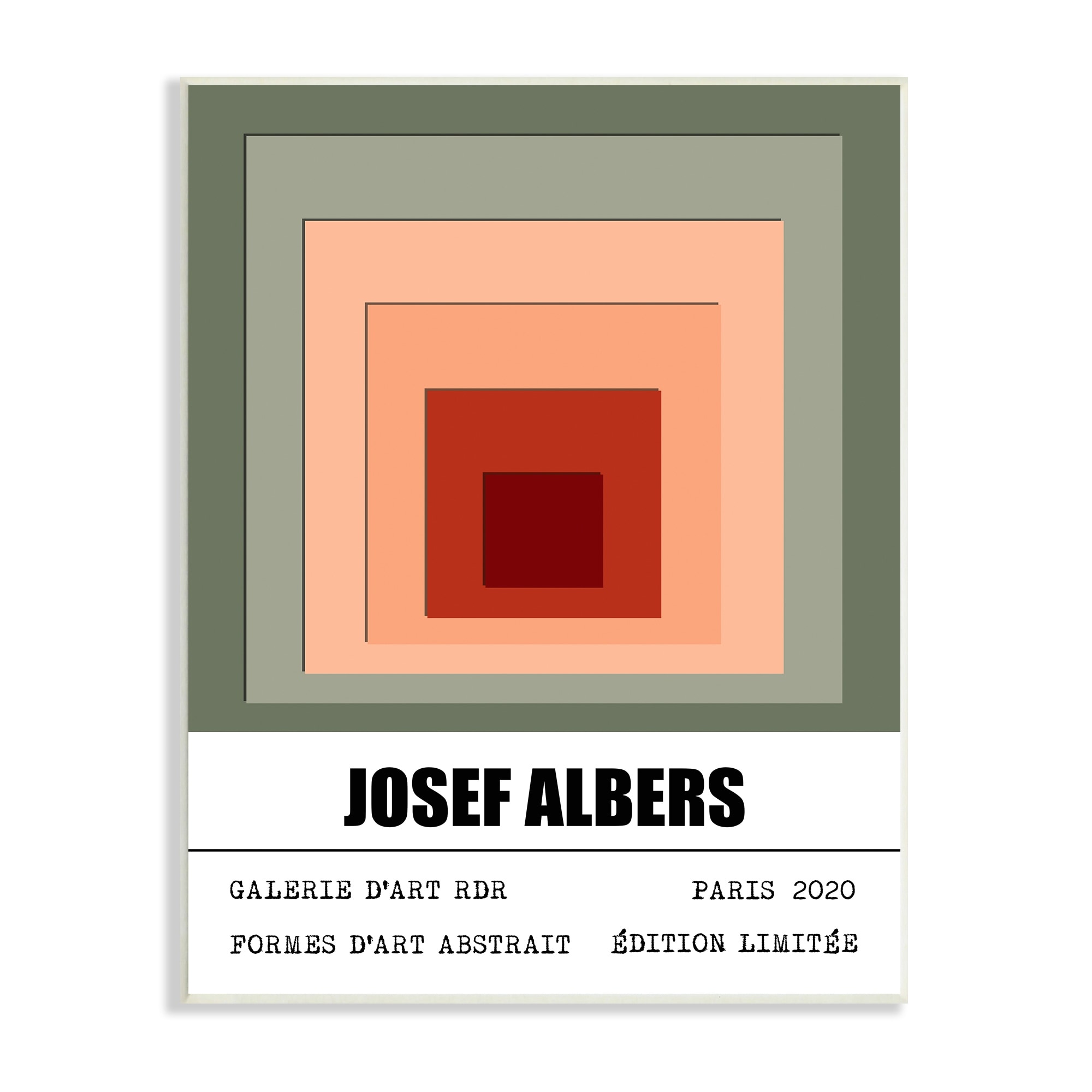 Stupell Industries Modern Albers Abstraction Layered Squares Red Blush Green, 10 x 15, Designed by Ros Ruseva