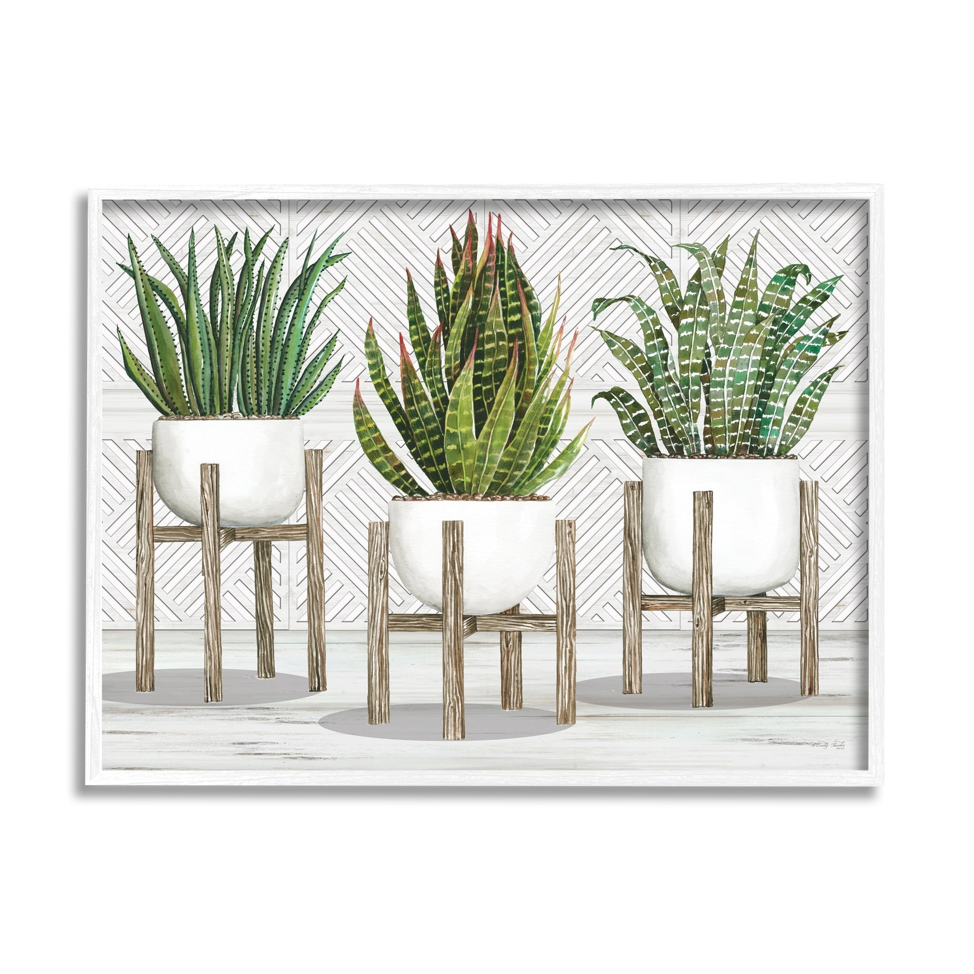 Stupell Industries Modern Aloe Plant Trio Living Room Still Life, 14 x 11,Design by Cindy Jacobs