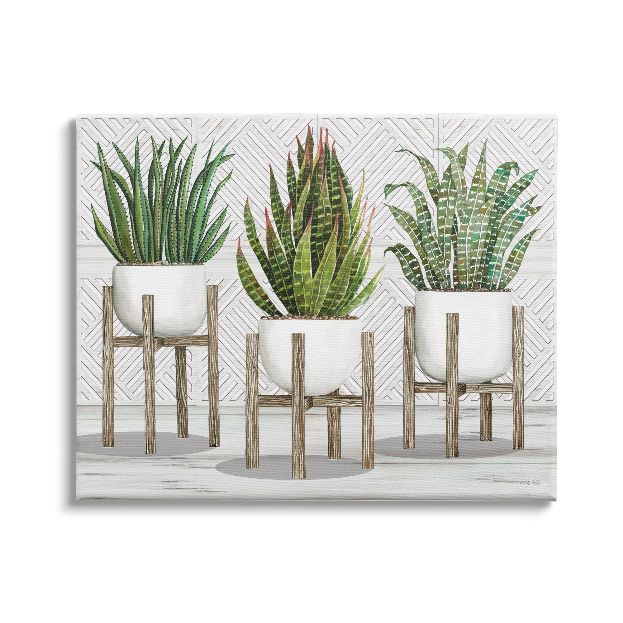 Stupell Industries Modern Aloe Plant Trio Living Room Still Life, 30 x 24,Design by Cindy Jacobs