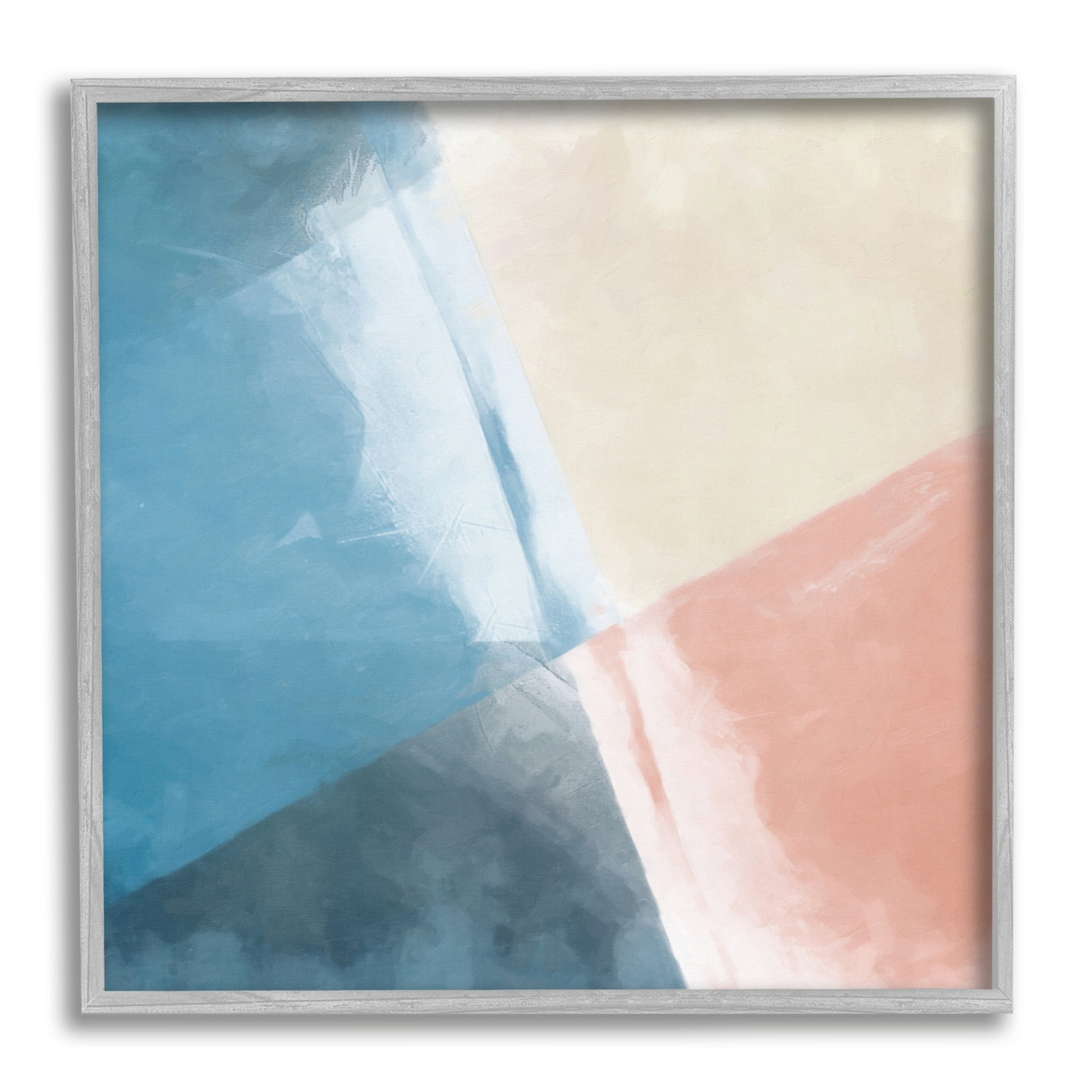 Stupell Industries Modern Angled Shapes Pale Pink Blue Design Painting Gray Framed Art Print Wall Art, Design by Graffitee Studios