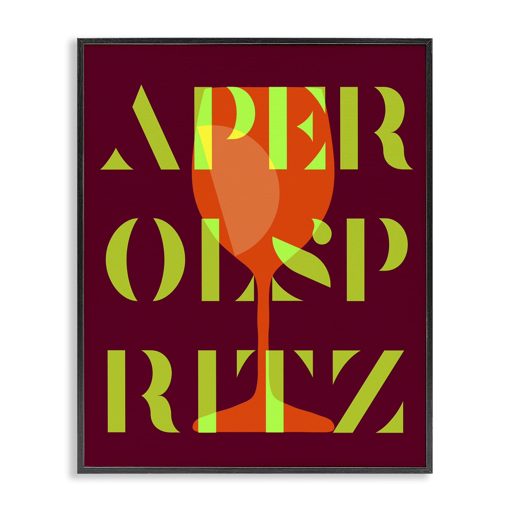 Stupell Industries Modern Aperol Spritz Food & Beverage Painting Black Framed Art Print Wall Art, 16 x 20