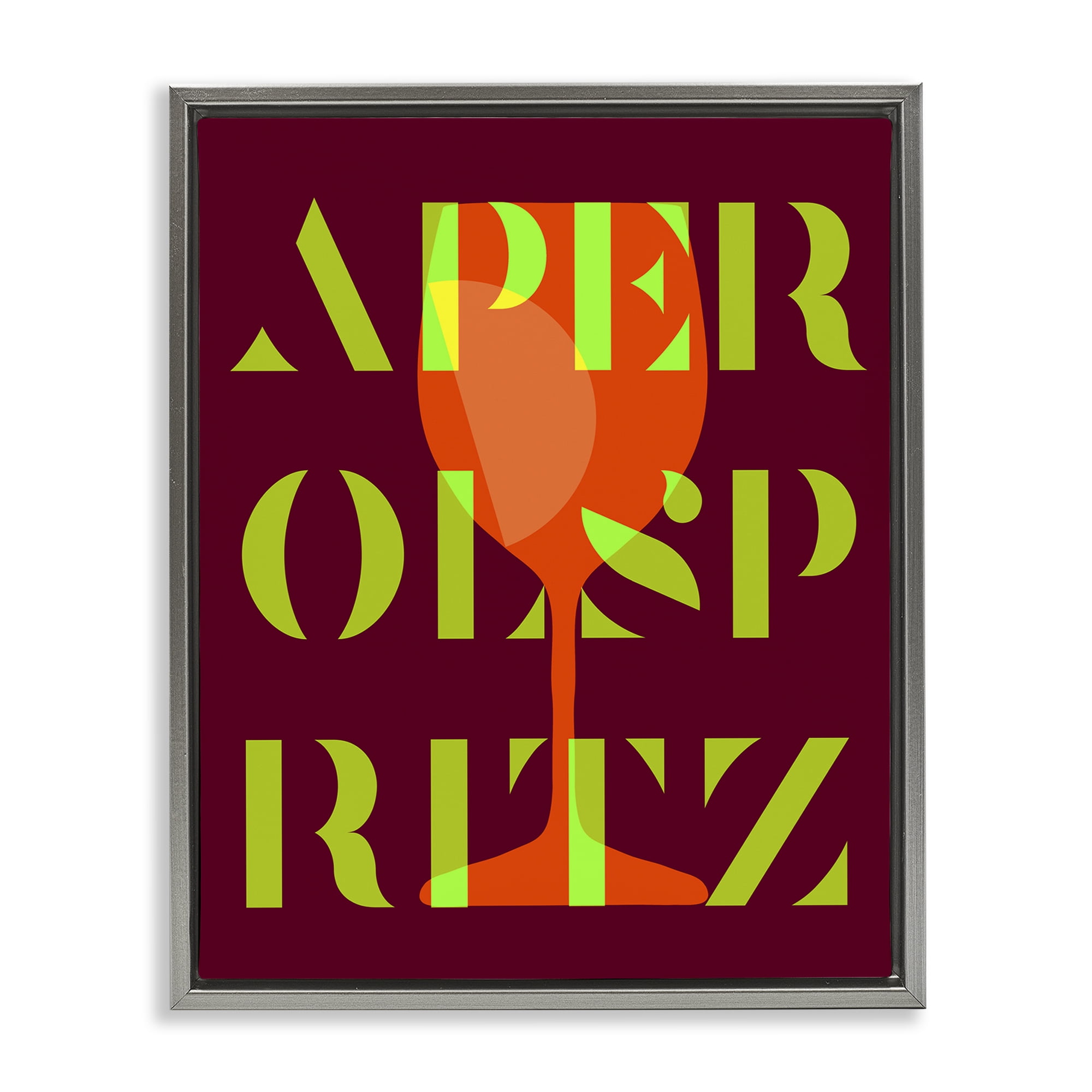 Stupell Industries Modern Aperol Spritz Food & Beverage Painting Gray Floater Framed Canvas Art Print Wall Art, 17 x 21
