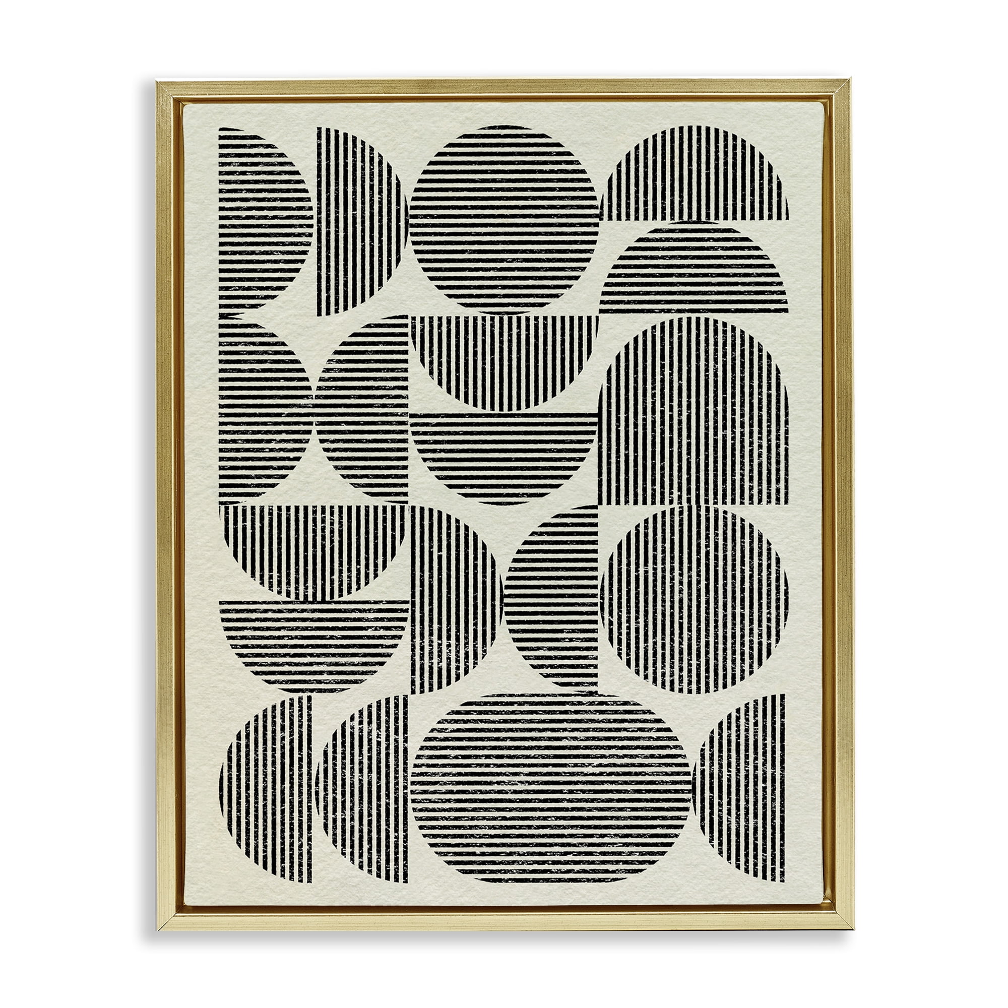 Stupell Industries Modern Arch Shapes Abstract Painting Gold Floater Framed Canvas Art Print Wall Art, 25 x 31