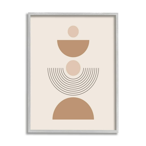 Stupell Industries Modern Arched Shapes Abstract Painting Gray Framed Art Print Wall Art, 24 x 30