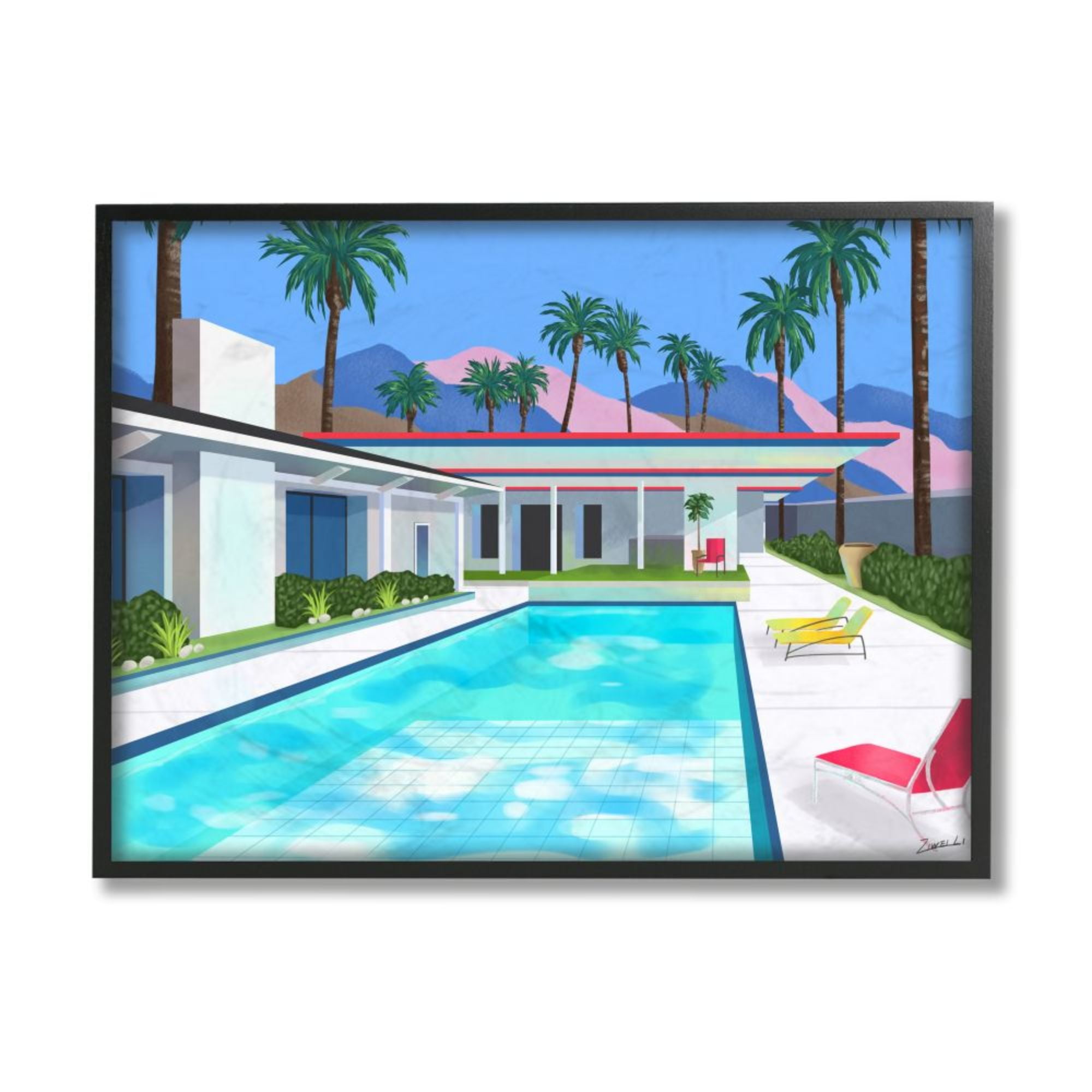 Stupell Industries Modern Architecture House Pool Tropical Palm Trees Design by Ziwei Li