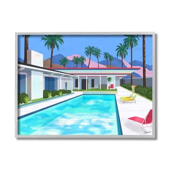Stupell Industries Modern Architecture House Pool Tropical Palm Trees Design by Ziwei Li