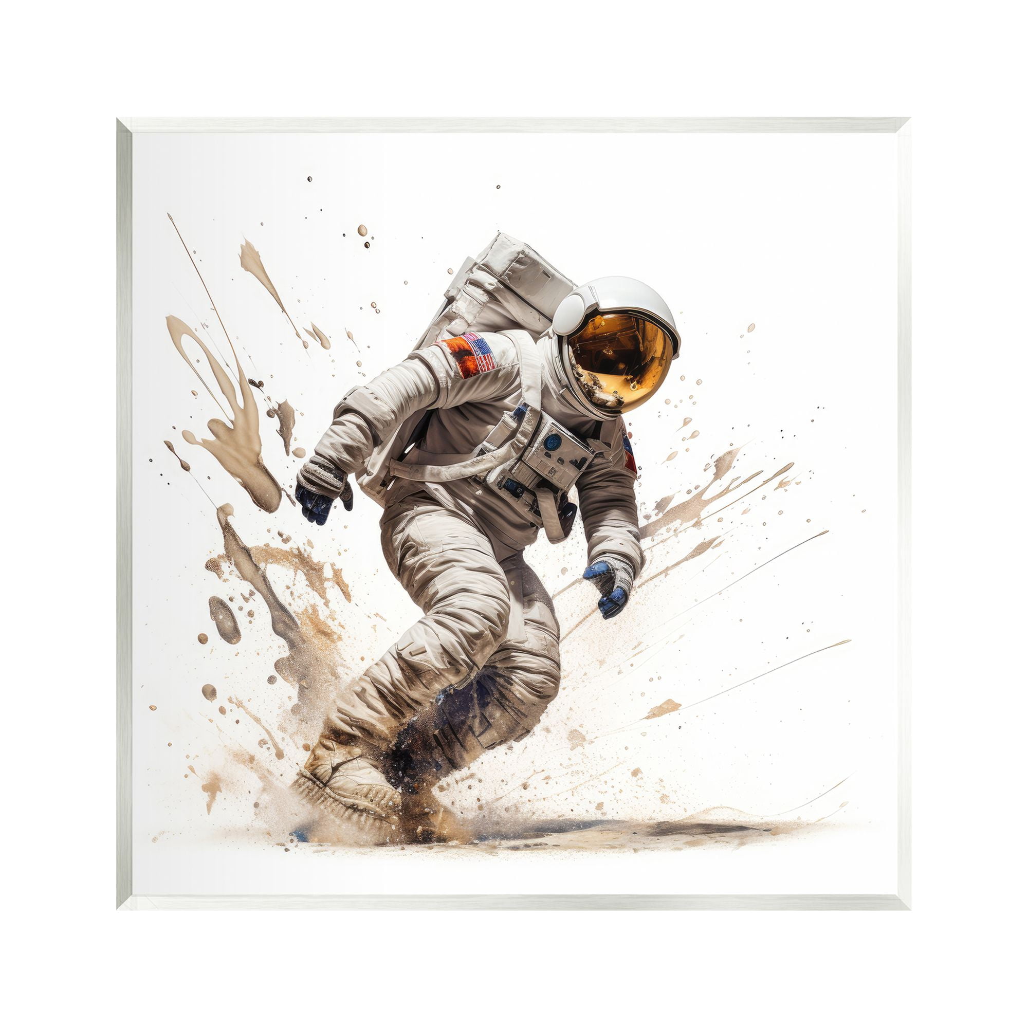 Stupell Industries Modern Astronaut Splash Abstract Painting Unframed Art Print Wall Art, 12 x 12