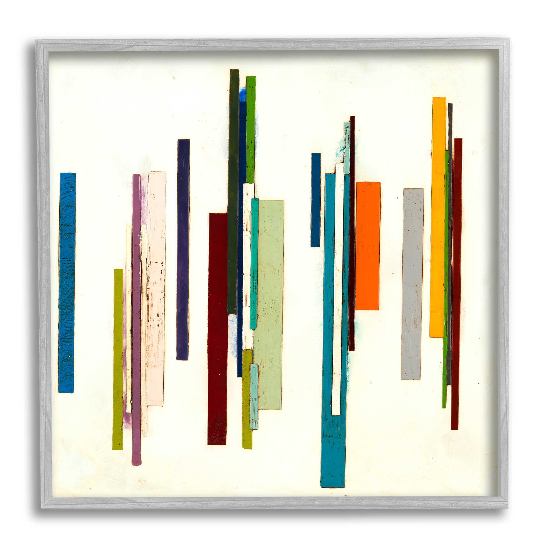 Stupell Industries Modern Asymmetrical Blocked Shapes Graphic Art Gray Framed Art Print Wall Art, Design by Laura Van Horne