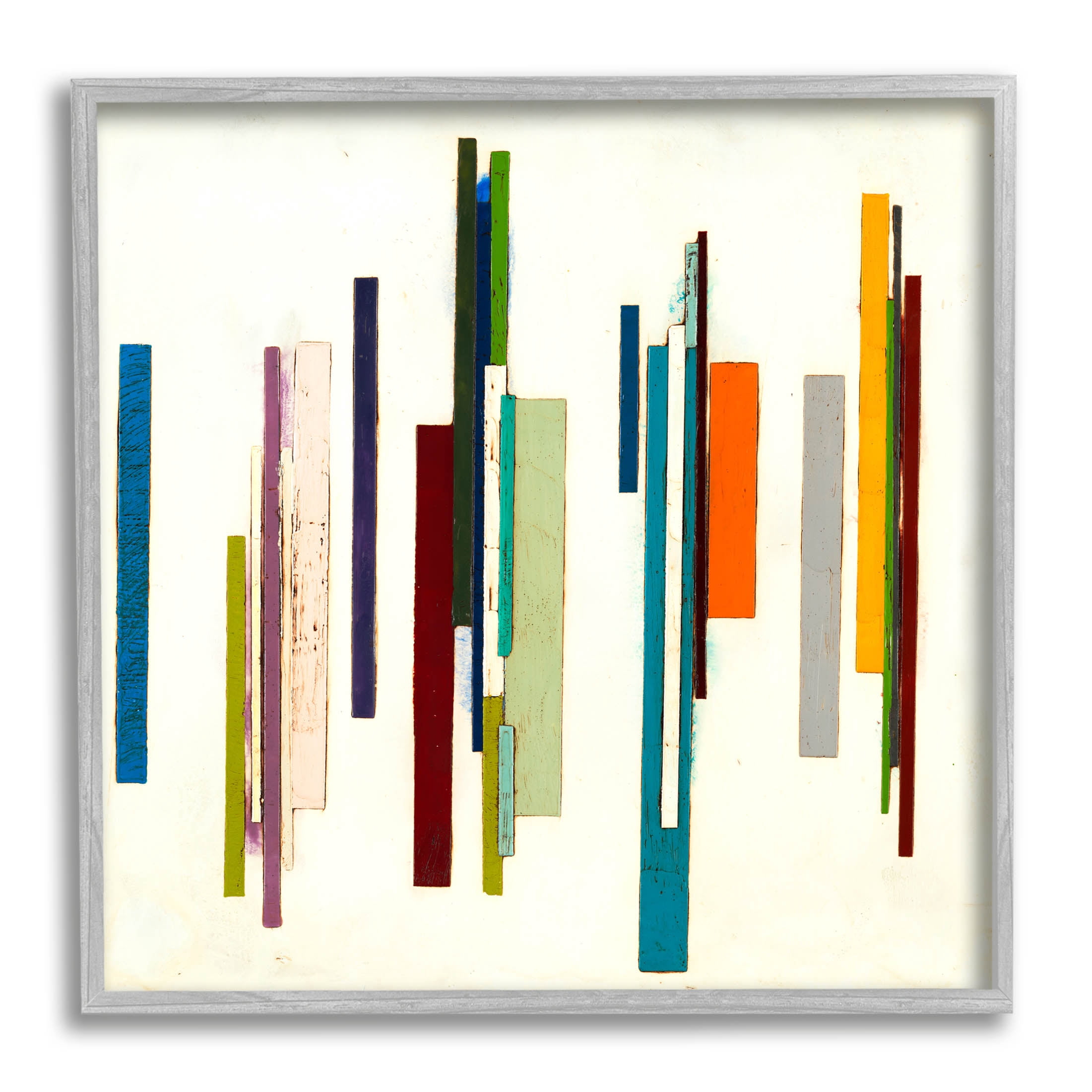 Stupell Industries Modern Asymmetrical Blocked Shapes Graphic Art Gray Framed Art Print Wall Art, Design by Laura Van Horne