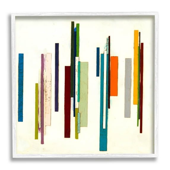 Stupell Industries Modern Asymmetrical Blocked Shapes Graphic Art White Framed Art Print Wall Art, Design by Laura Van Horne