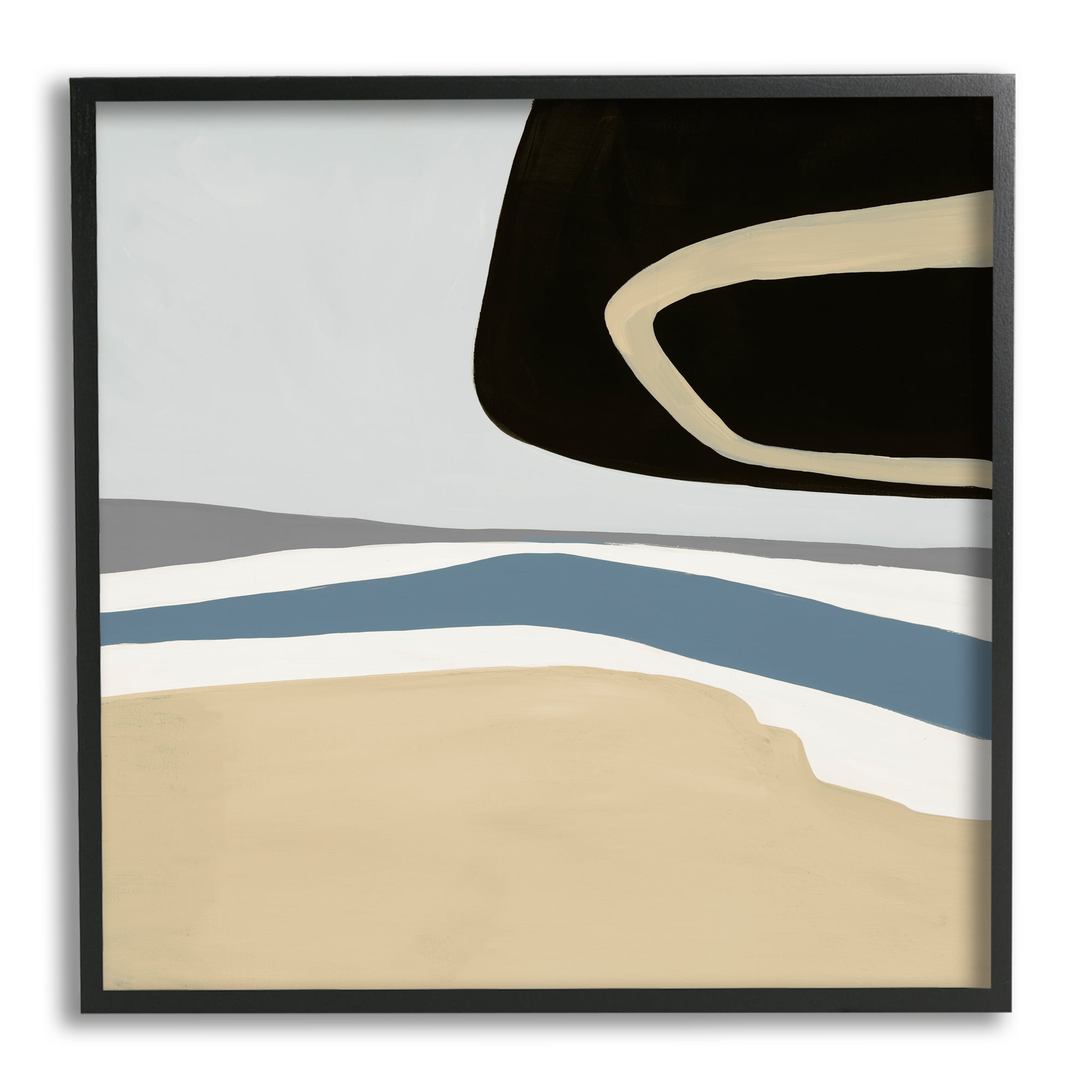 Stupell Industries Modern Asymmetrical Composition Abstract Painting Black Framed Art Print Wall Art, 17 x 17