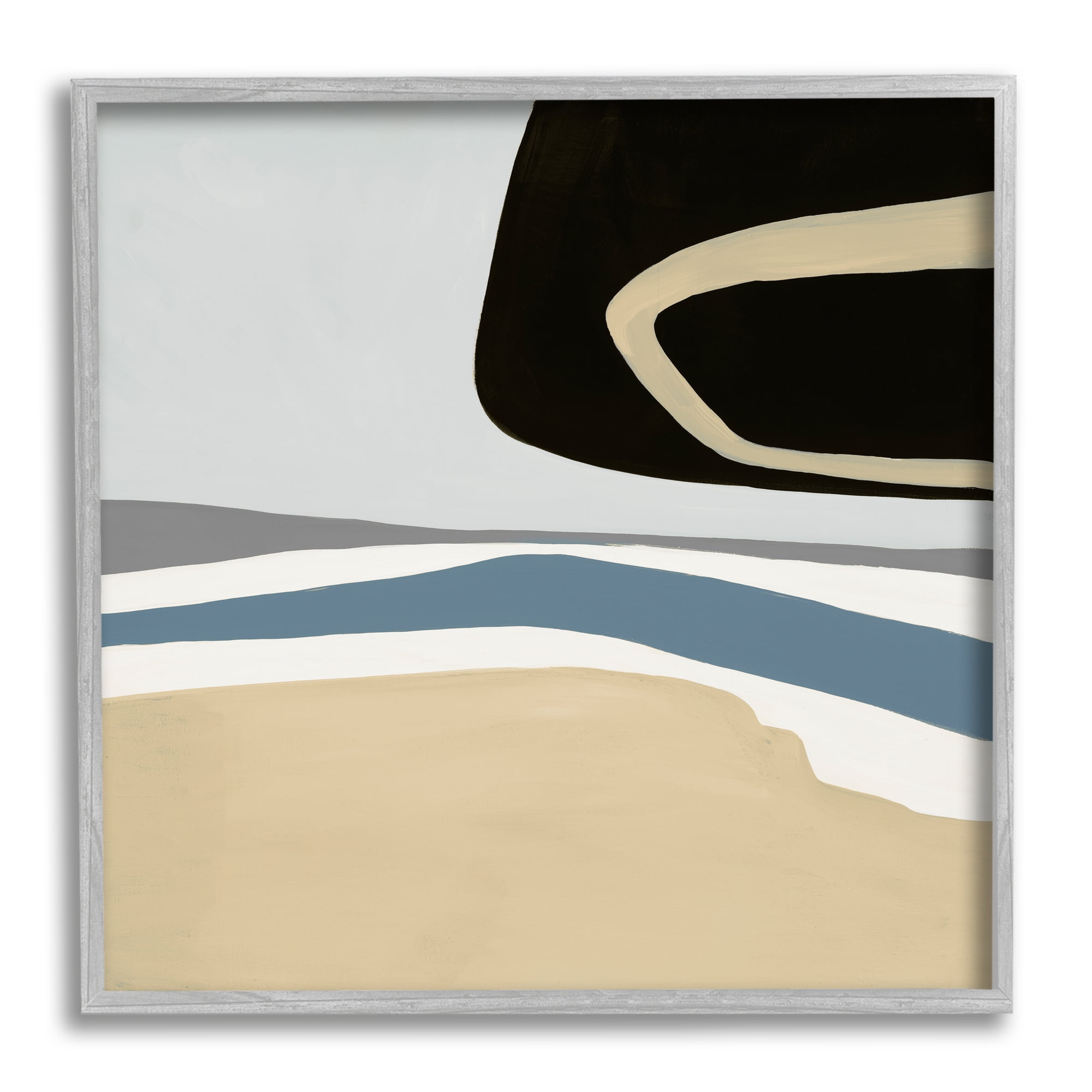 Stupell Industries Modern Asymmetrical Composition Abstract Painting Gray Framed Art Print Wall Art, 24 x 24