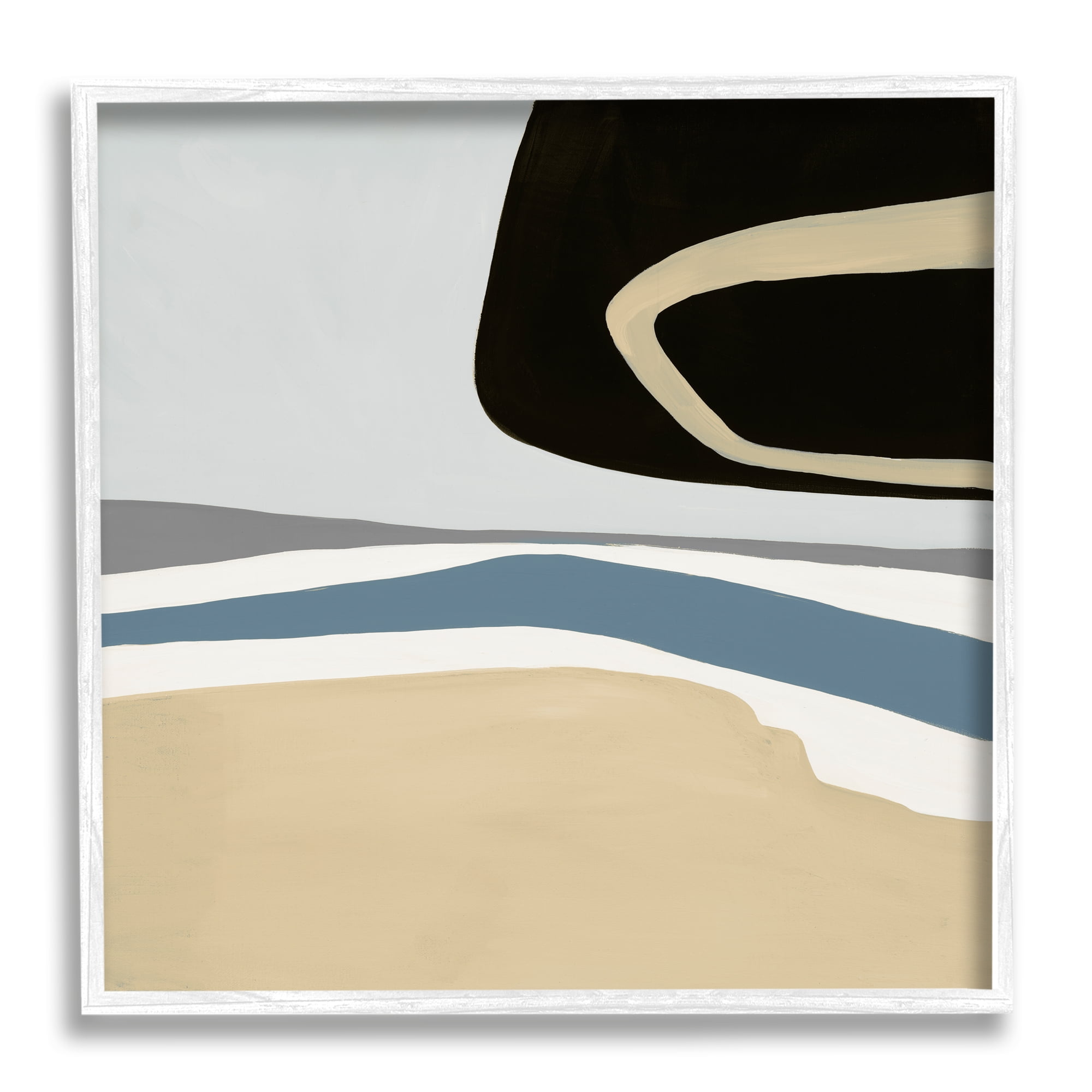 Stupell Industries Modern Asymmetrical Composition Abstract Painting White Framed Art Print Wall Art, 12 x 12