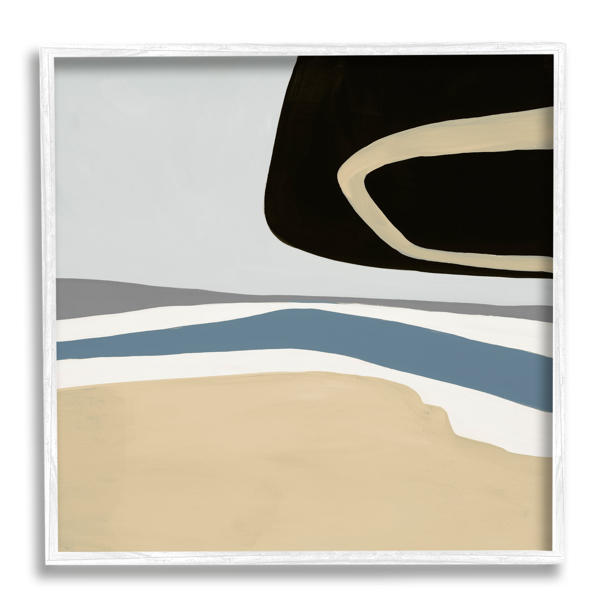 Stupell Industries Modern Asymmetrical Composition Abstract Painting White Framed Art Print Wall Art, 24 x 24