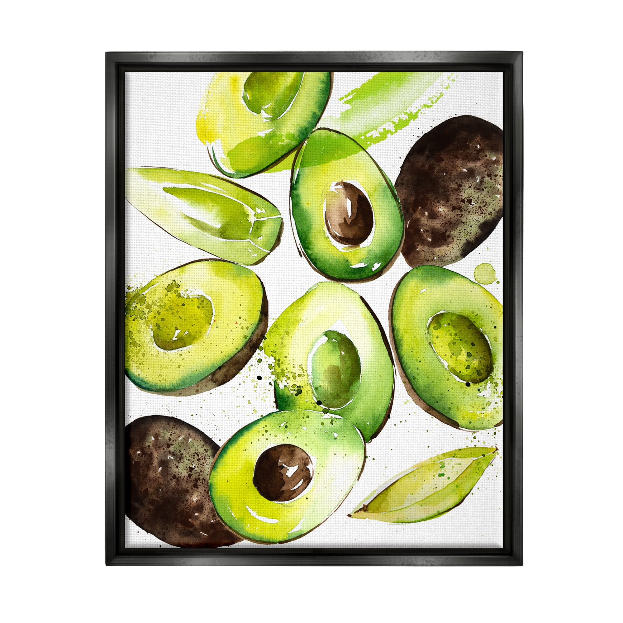 Stupell Industries Modern Avocado Halves Food & Beverage Painting Black Floater Framed Art Print Wall Art, 17 x 21