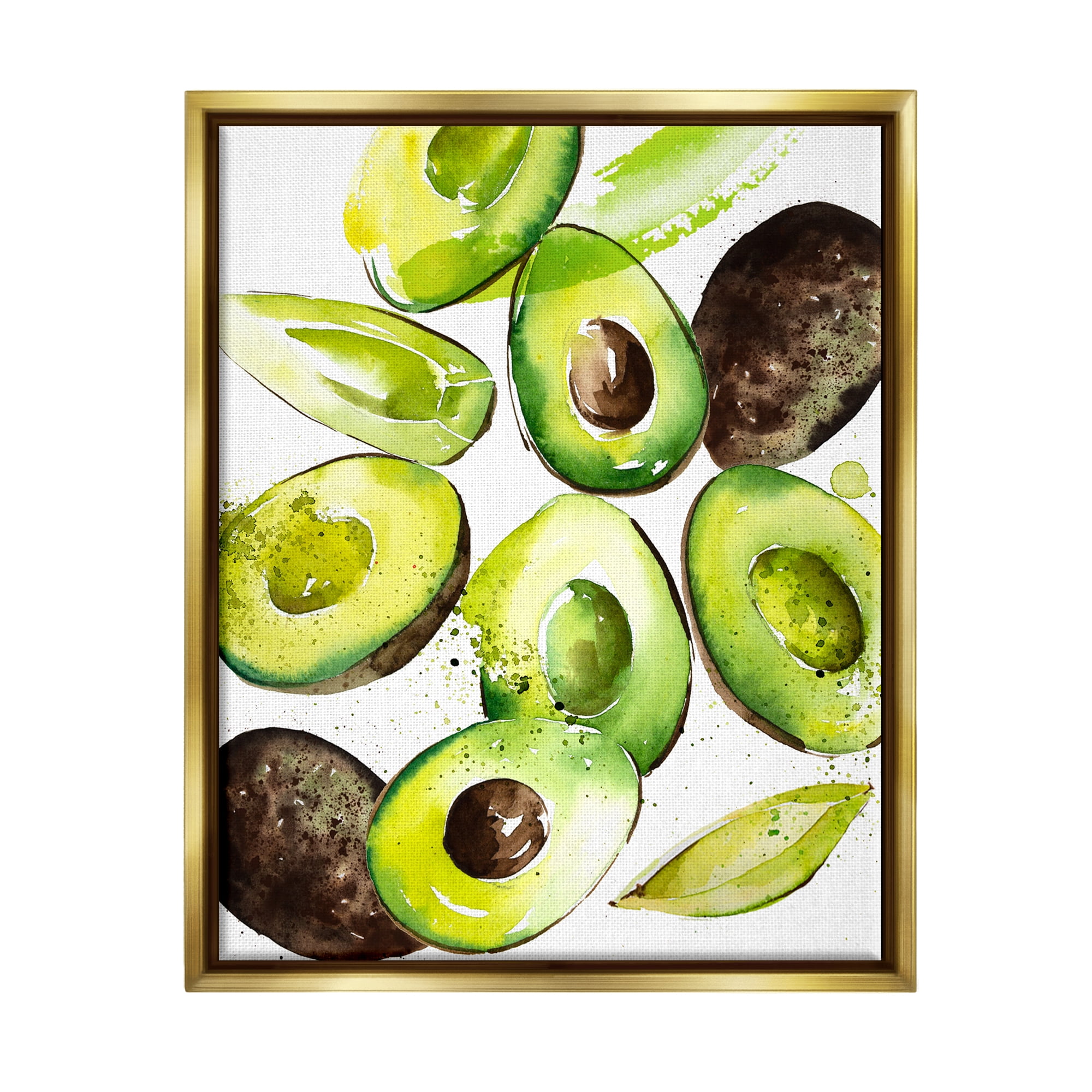 Stupell Industries Modern Avocado Halves Food & Beverage Painting Gold Floater Framed Art Print Wall Art, 17 x 21