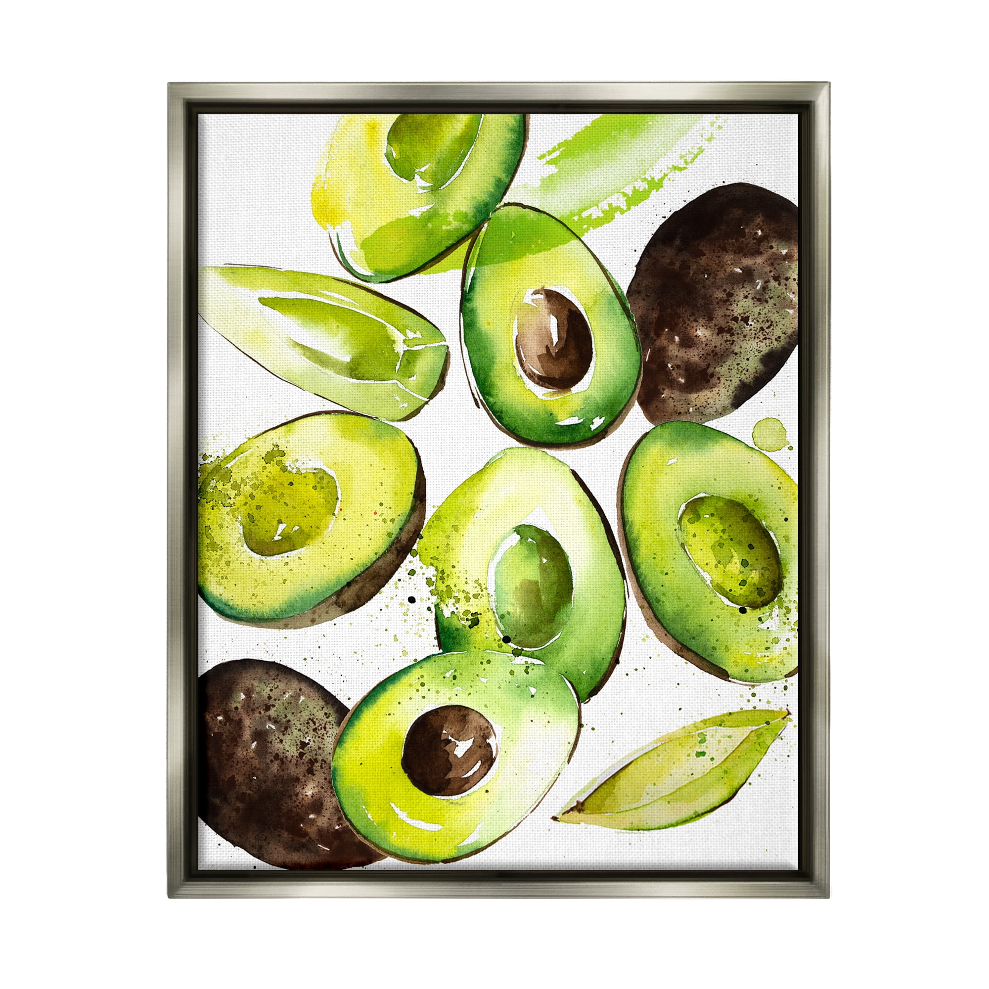 Stupell Industries Modern Avocado Halves Food & Beverage Painting Gray Floater Framed Art Print Wall Art, 25 x 31