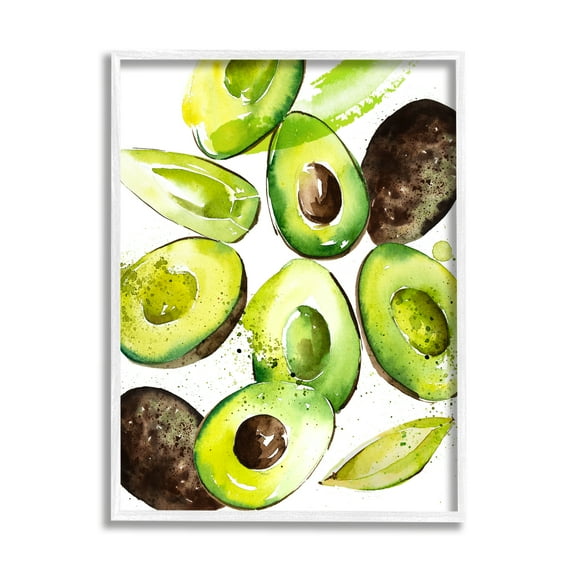 Stupell Industries Modern Avocado Halves Food & Beverage Painting White Framed Art Print Wall Art, 11 x 14