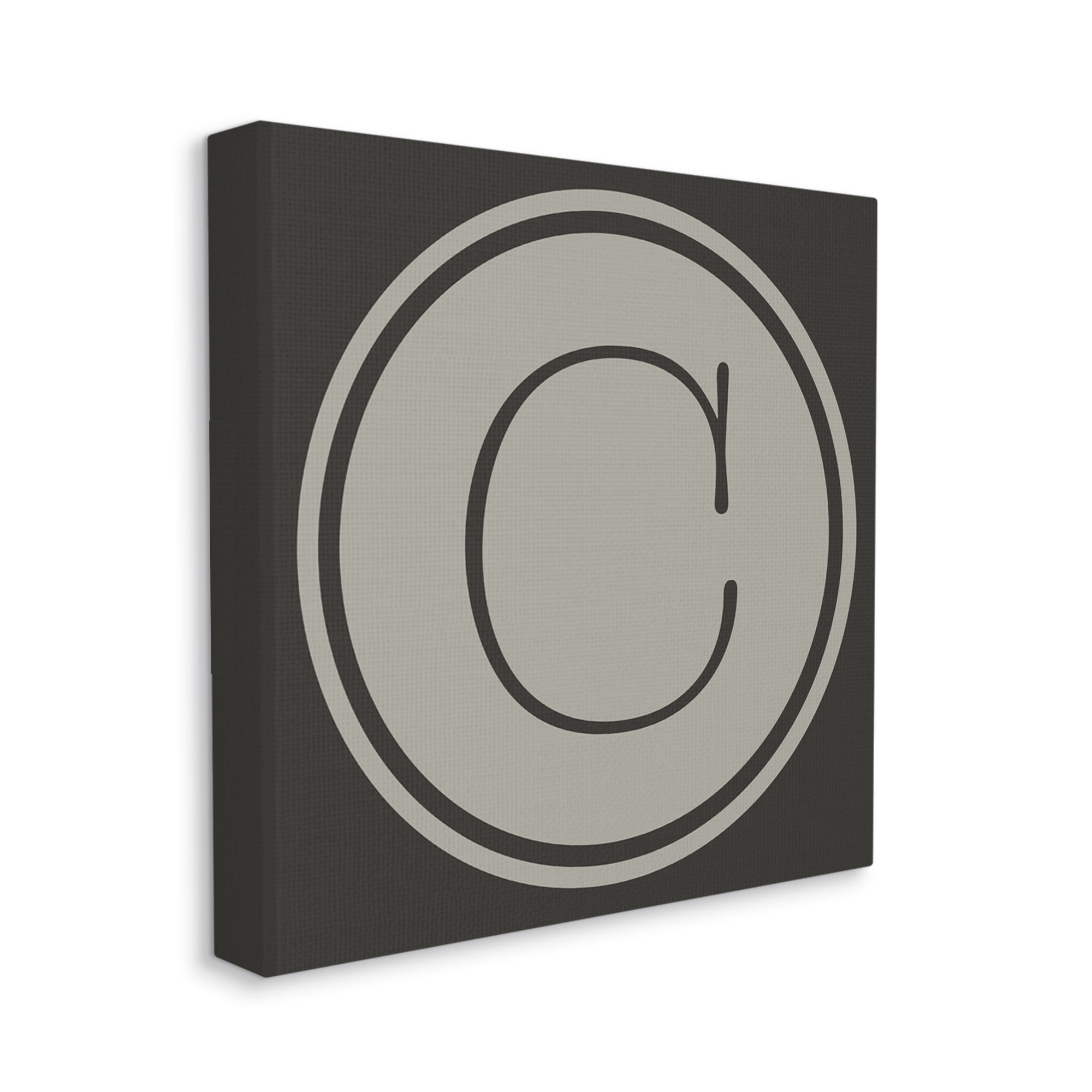 Stupell Industries Modern B Initial Round Elevator Key Shape Typography Painting Gallery Wrapped Canvas Print Wall Art, 24 x 24