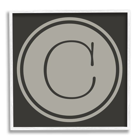 Stupell Industries Modern B Initial Round Elevator Key Shape Typography Painting White Framed Art Print Wall Art, 12 x 12
