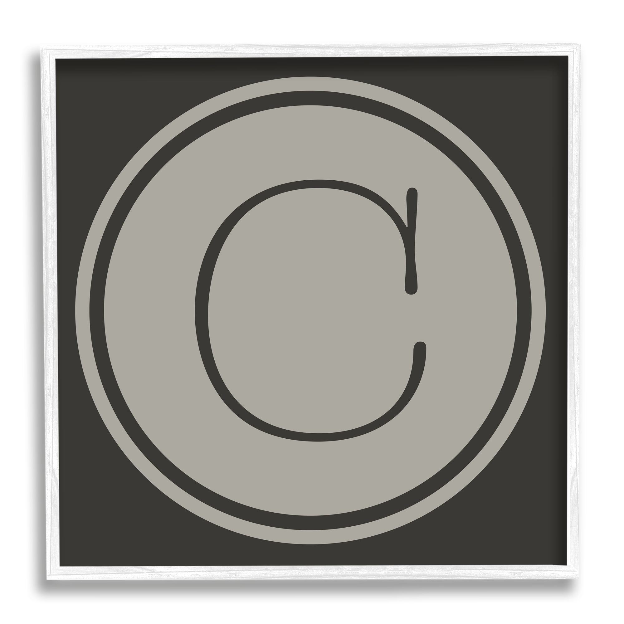 Stupell Industries Modern B Initial Round Elevator Key Shape Typography Painting White Framed Art Print Wall Art, 24 x 24