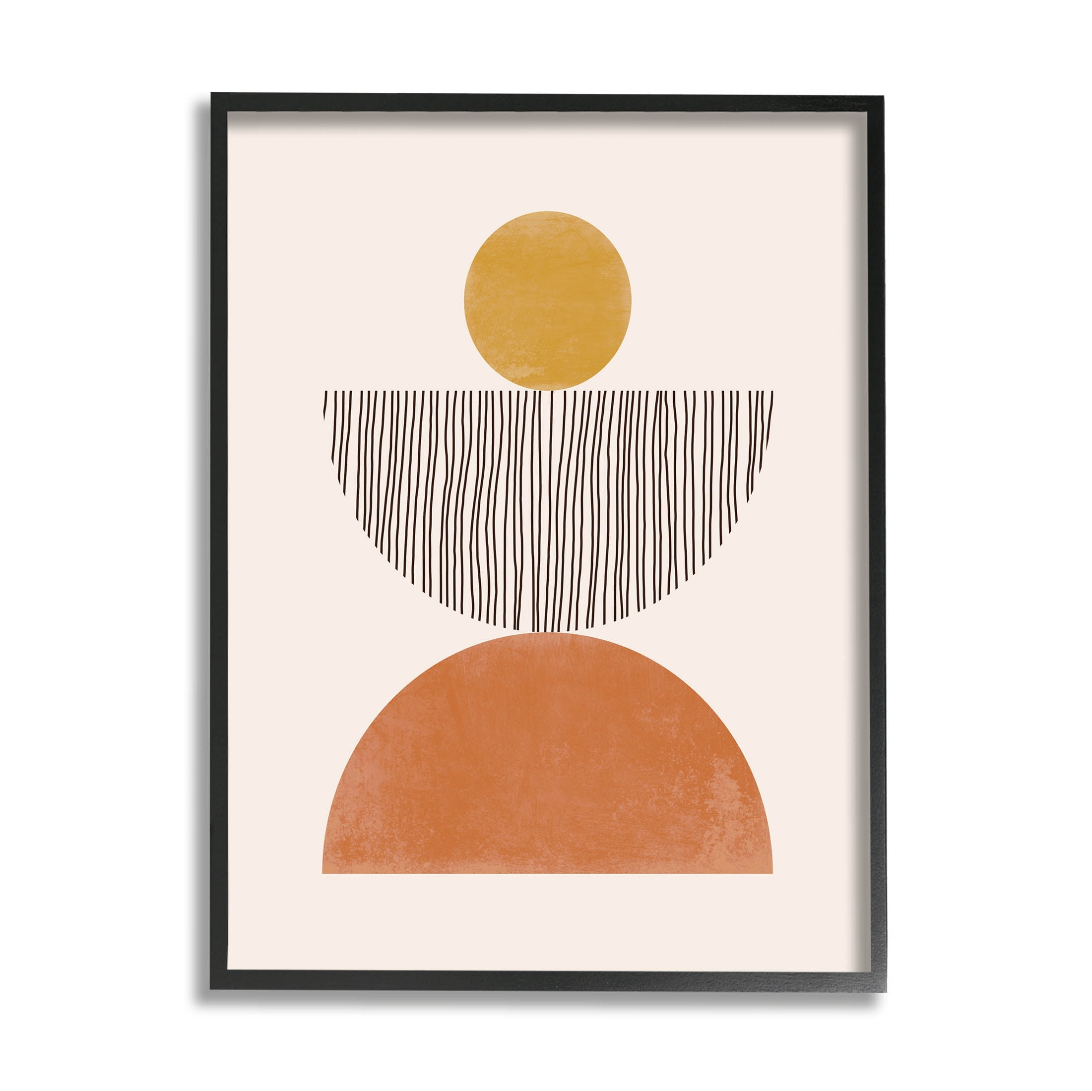 Stupell Industries Modern Balancing Shapes Stripes Pattern Graphic Art Black Framed Art Print Wall Art, Design by JJ Design House LLC