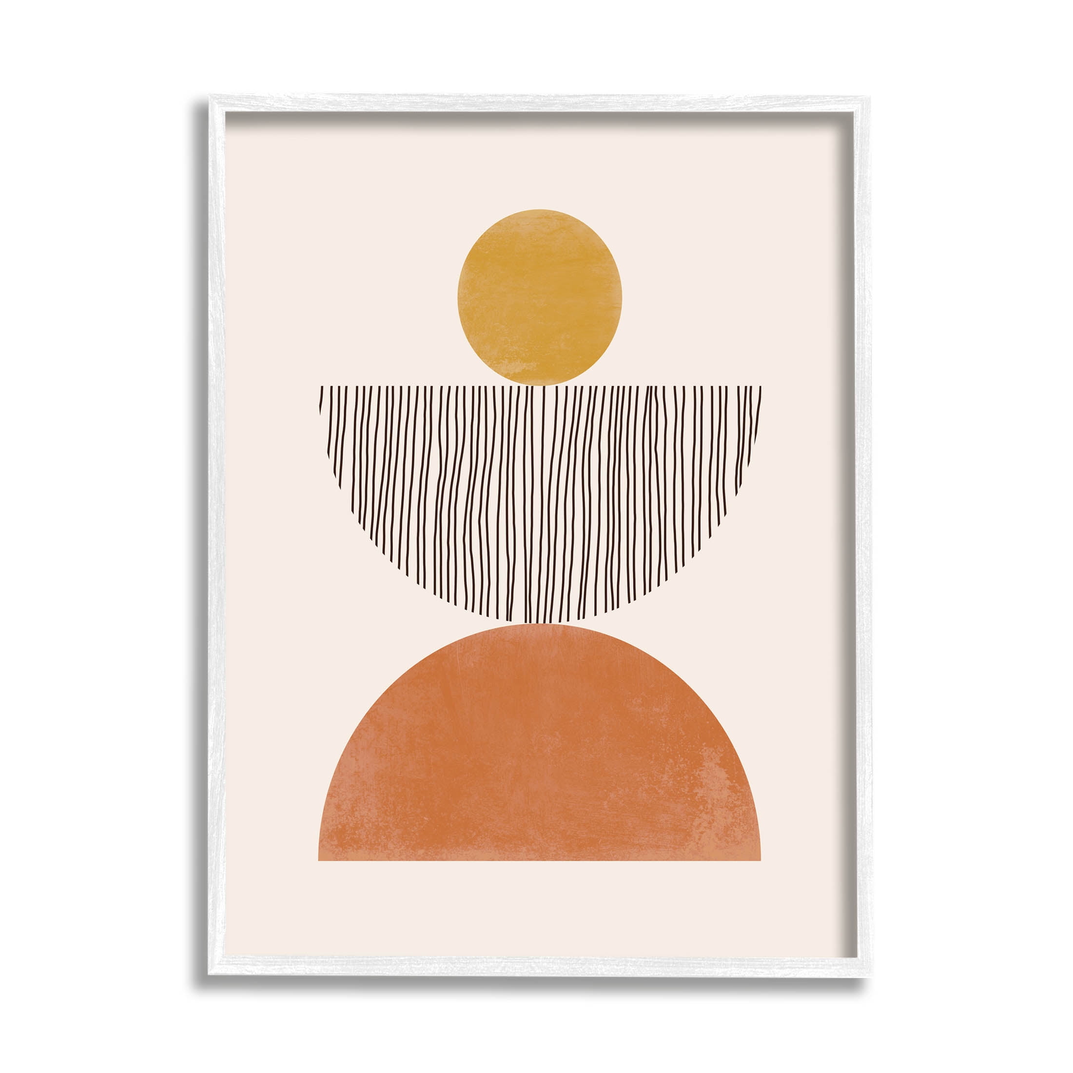 Stupell Industries Modern Balancing Shapes Stripes Pattern Graphic Art White Framed Art Print Wall Art, Design by JJ Design House LLC
