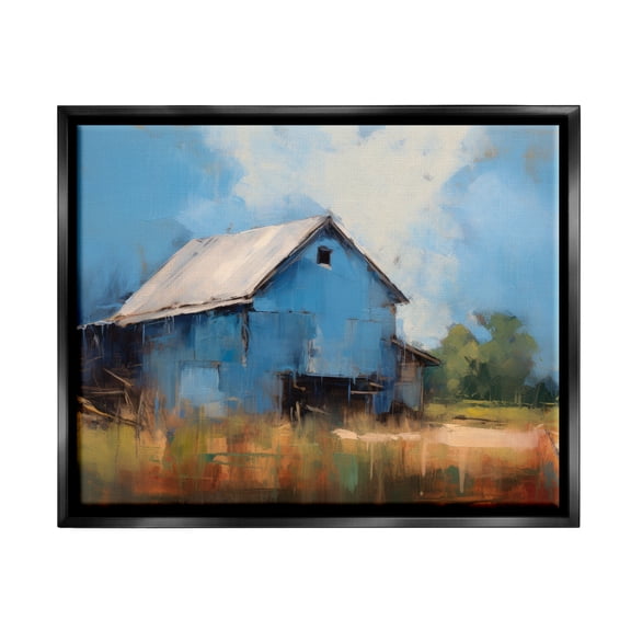 Stupell Industries Modern Barn Painting Travel & Places Painting Black Floater Framed Canvas Art Print Wall Art, 21 x 17
