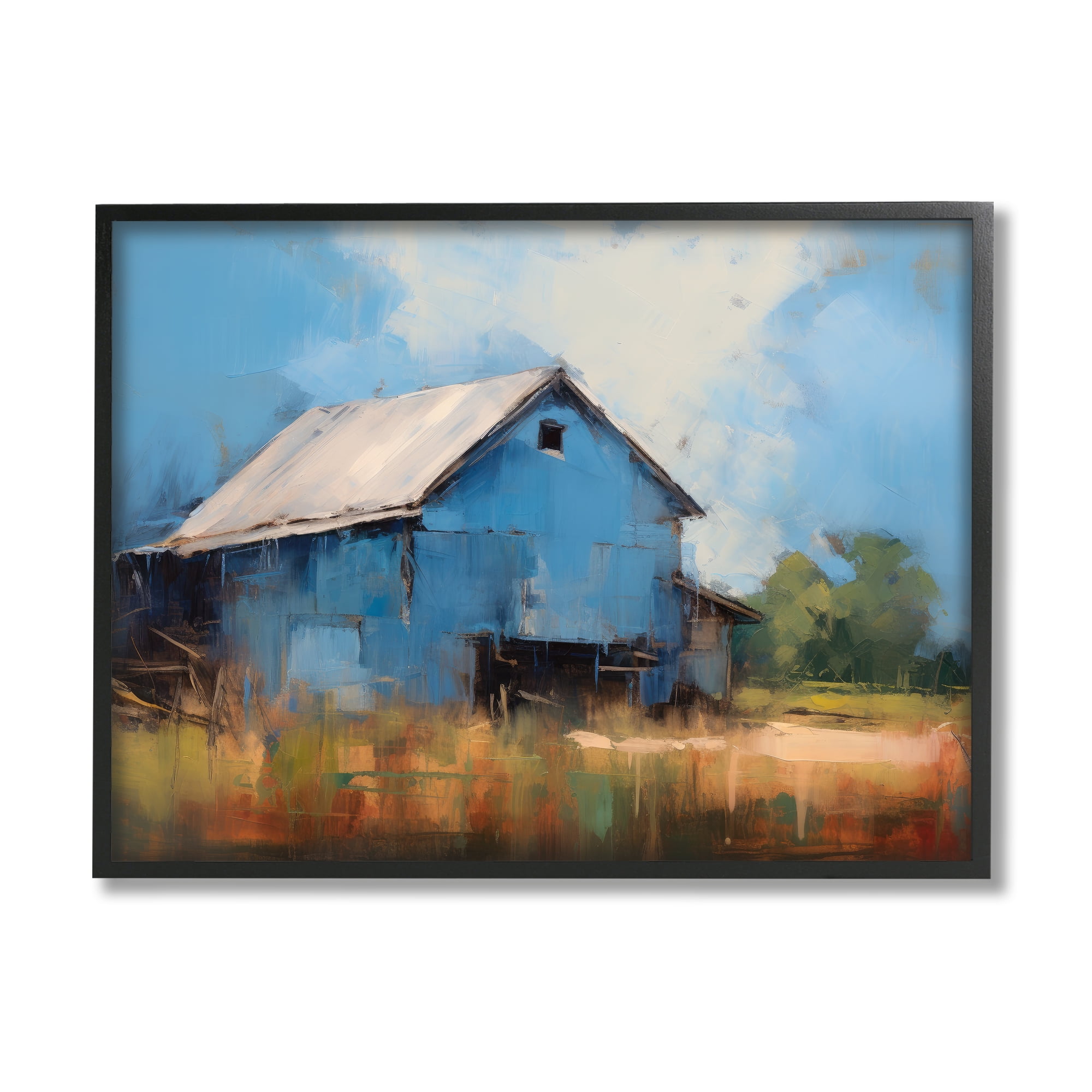 Stupell Industries Modern Barn Painting Travel & Places Painting Black Framed Art Print Wall Art, 20 x 16