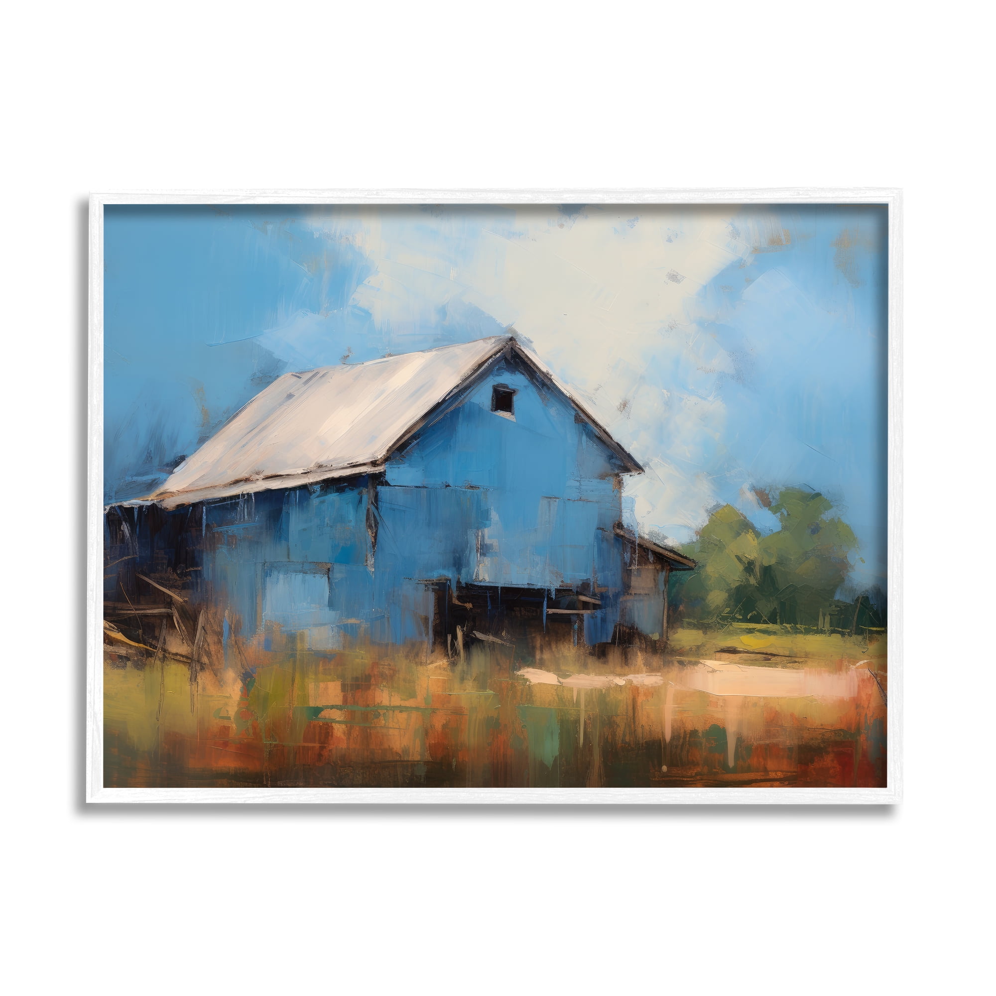 Stupell Industries Modern Barn Painting Travel & Places Painting White Framed Art Print Wall Art, 14 x 11