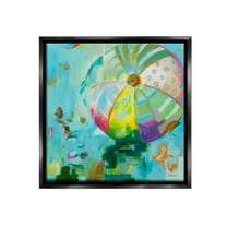 Stupell Industries Modern Beach Ball Pattern Abstract Painting Black Floater Framed Canvas Art Print Wall Art, 18 x 18