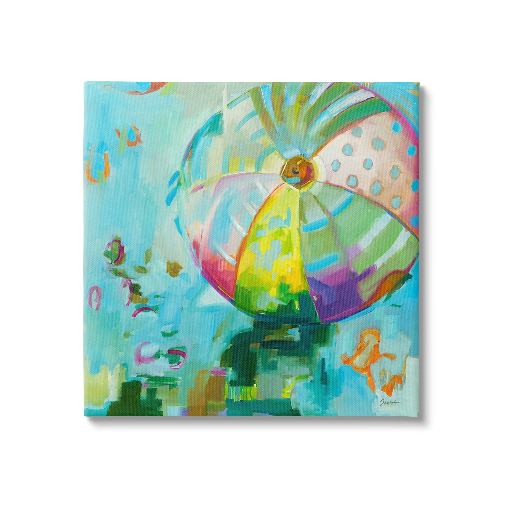 Stupell Industries Modern Beach Ball Pattern Abstract Painting Gallery Wrapped Canvas Art Print Wall Art, 36 x 36